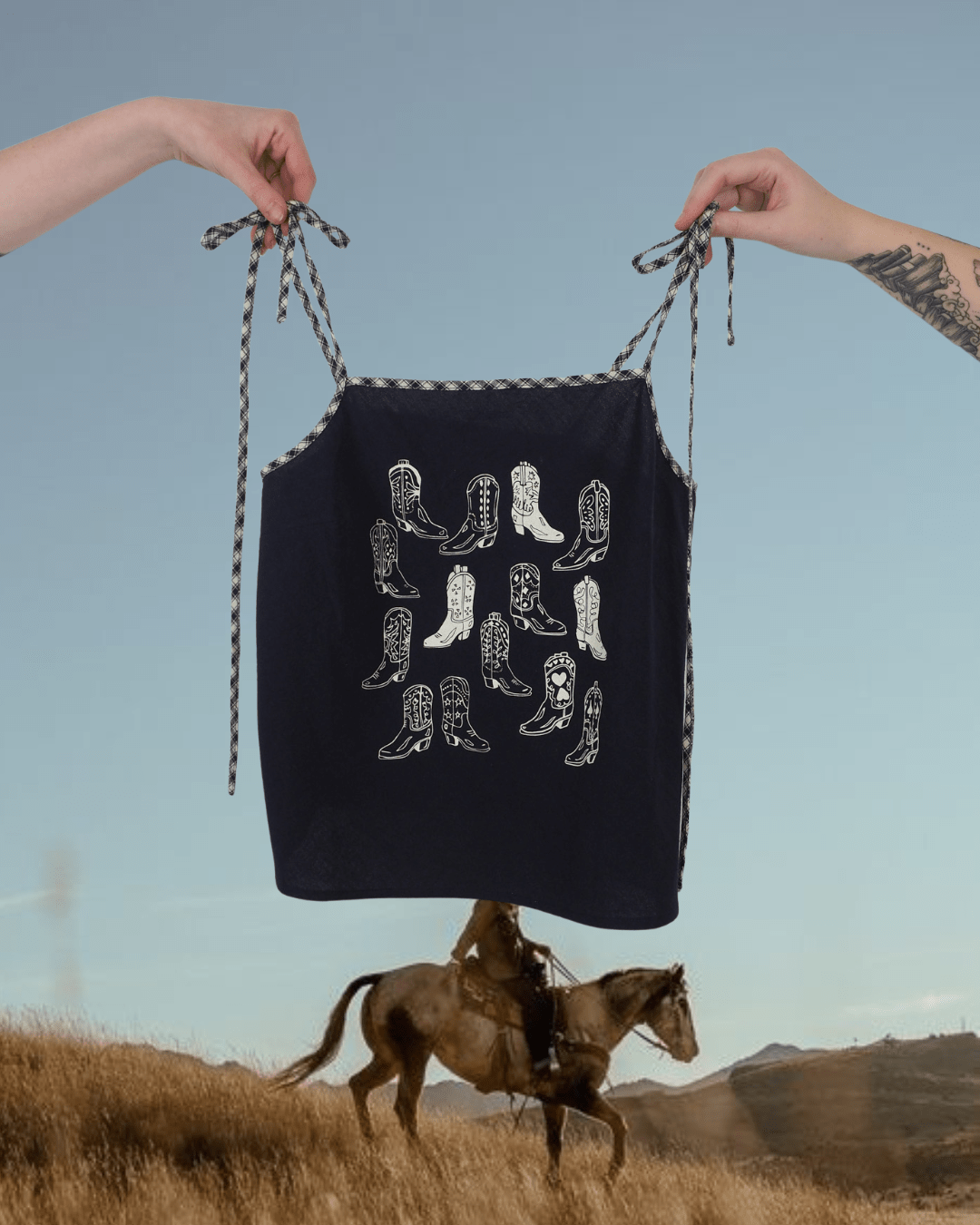 "Vintage Boots" Square Neck Tank - Intrigue Ink Visit Bozeman, Unique Shopping Boutique in Montana, Work from Home Clothes for Women