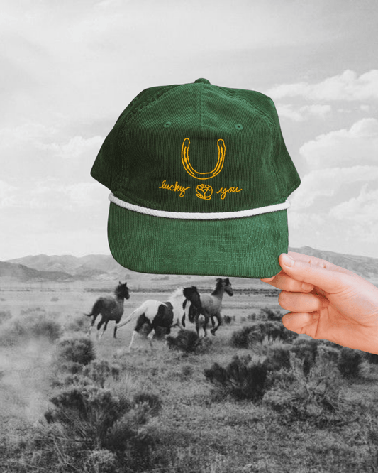 "Lucky You" Corduroy Hat-Green