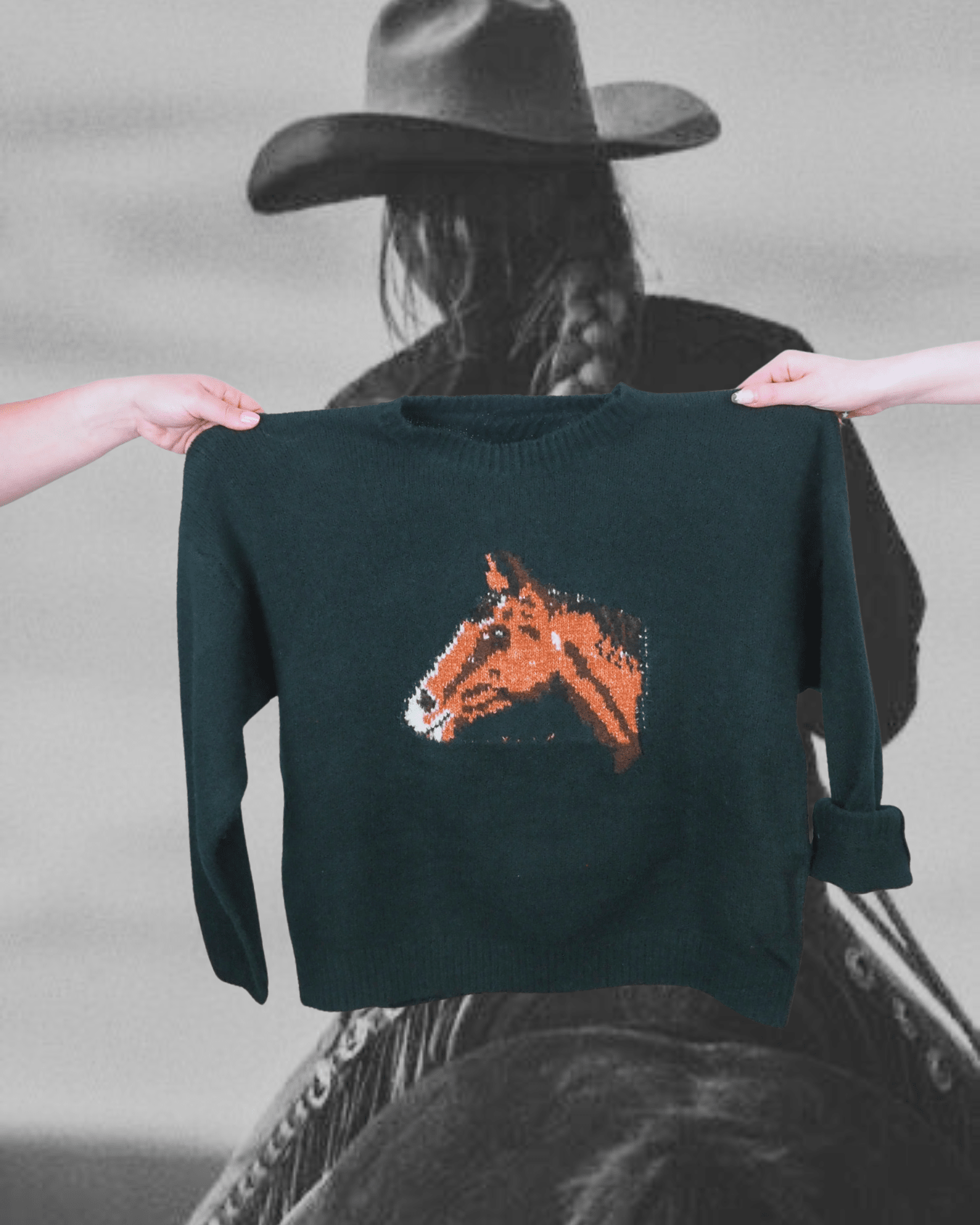 Forest Green Horse Sweater - Intrigue Ink Visit Bozeman, Unique Shopping Boutique in Montana, Work from Home Clothes for Women