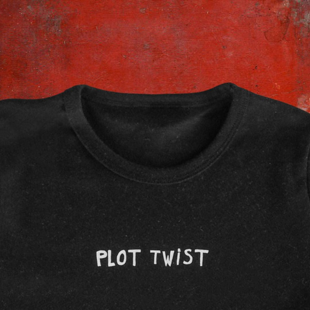 "Plot Twist" Black Long Sleeve Baby Tee - Intrigue Ink Visit Bozeman, Unique Shopping Boutique in Montana, Work from Home Clothes for Women