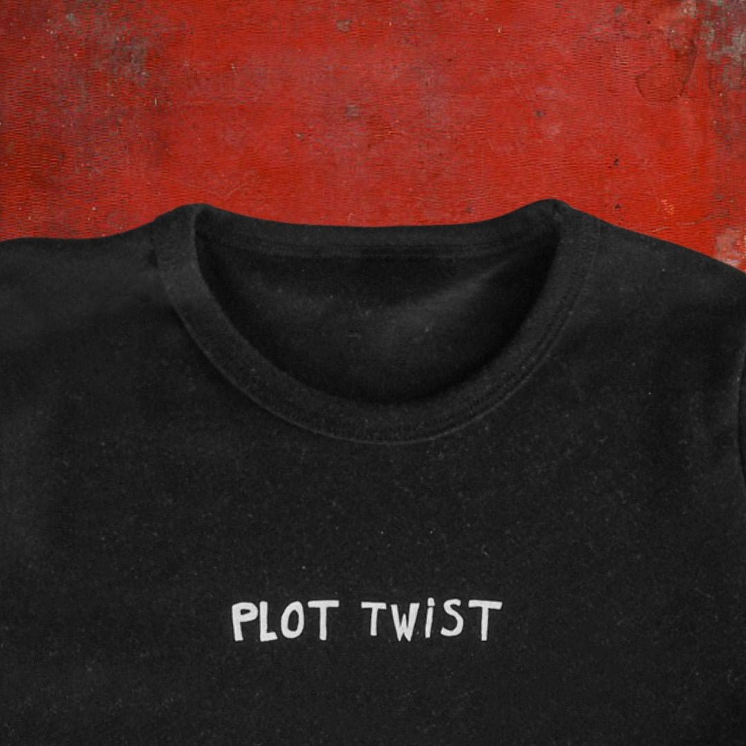 "Plot Twist" Black Long Sleeve Baby Tee - Intrigue Ink Visit Bozeman, Unique Shopping Boutique in Montana, Work from Home Clothes for Women