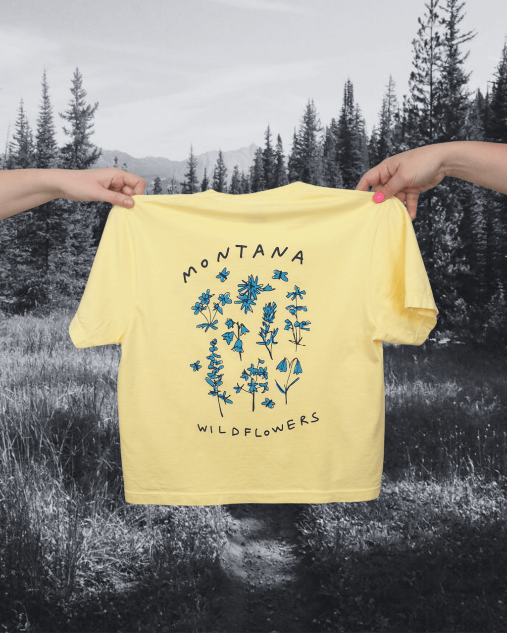 "Montana Meadow" Crop Tee - Intrigue Ink Visit Bozeman, Unique Shopping Boutique in Montana, Work from Home Clothes for Women
