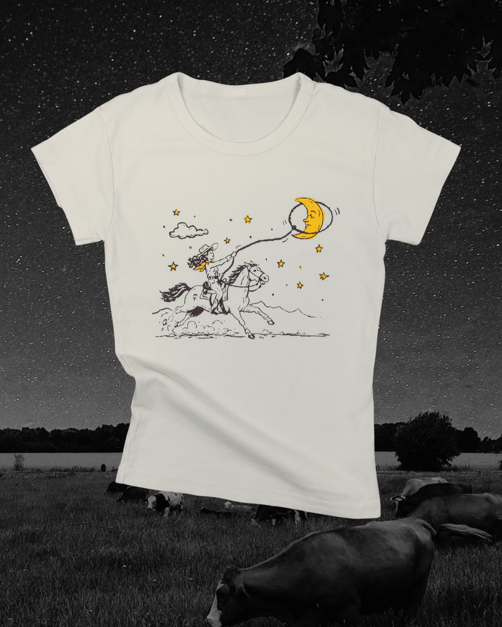 "Moon Catcher" Baby Tee - Intrigue Ink Visit Bozeman, Unique Shopping Boutique in Montana, Work from Home Clothes for Women