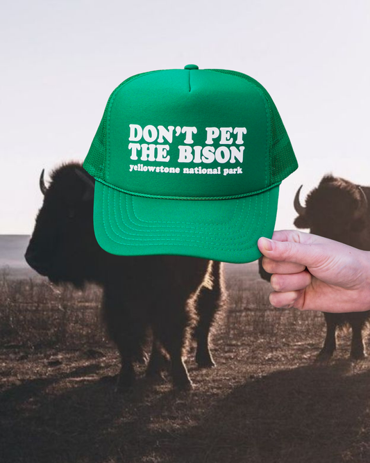 Don't Pet The Bison Trucker Hat - Green