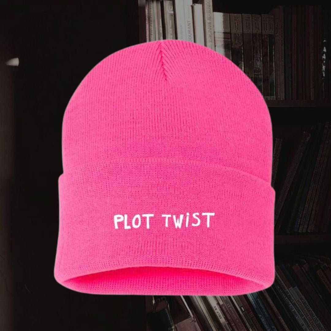 "Plot Twist" Pink Beanie - Intrigue Ink Visit Bozeman, Unique Shopping Boutique in Montana, Work from Home Clothes for Women