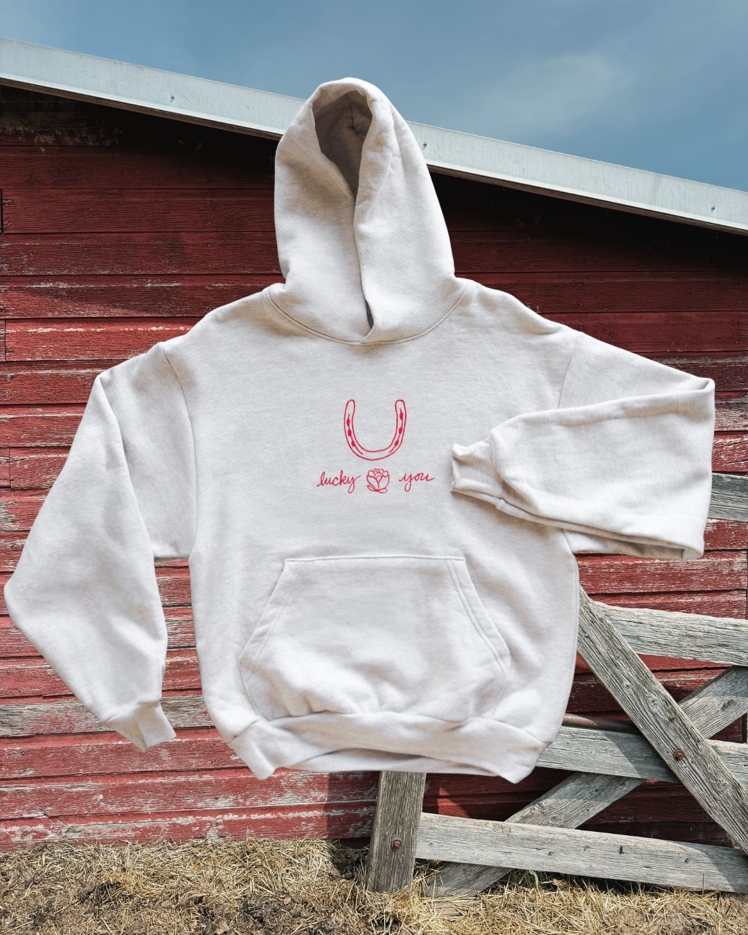 "Lucky You" Grey Hoodie - Intrigue Ink Visit Bozeman, Unique Shopping Boutique in Montana, Work from Home Clothes for Women