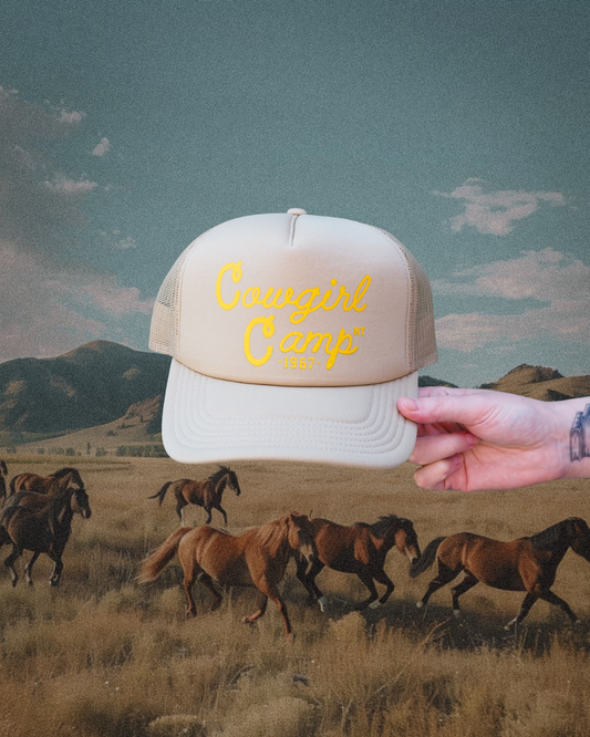 "Cowgirl Camp" Hat in Tan