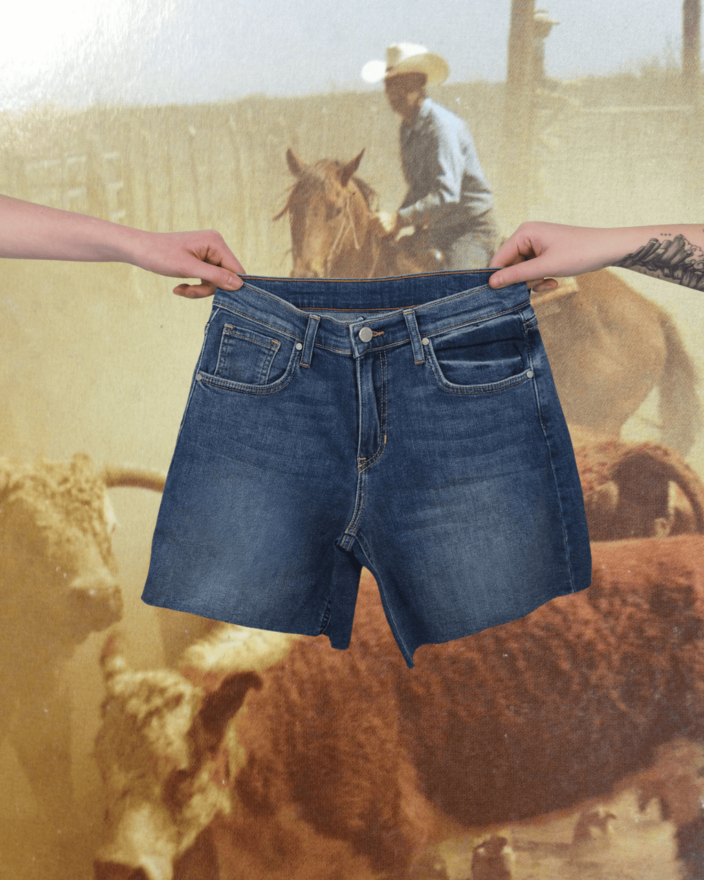 Medium Denim Bermuda Short - Intrigue Ink Visit Bozeman, Unique Shopping Boutique in Montana, Work from Home Clothes for Women