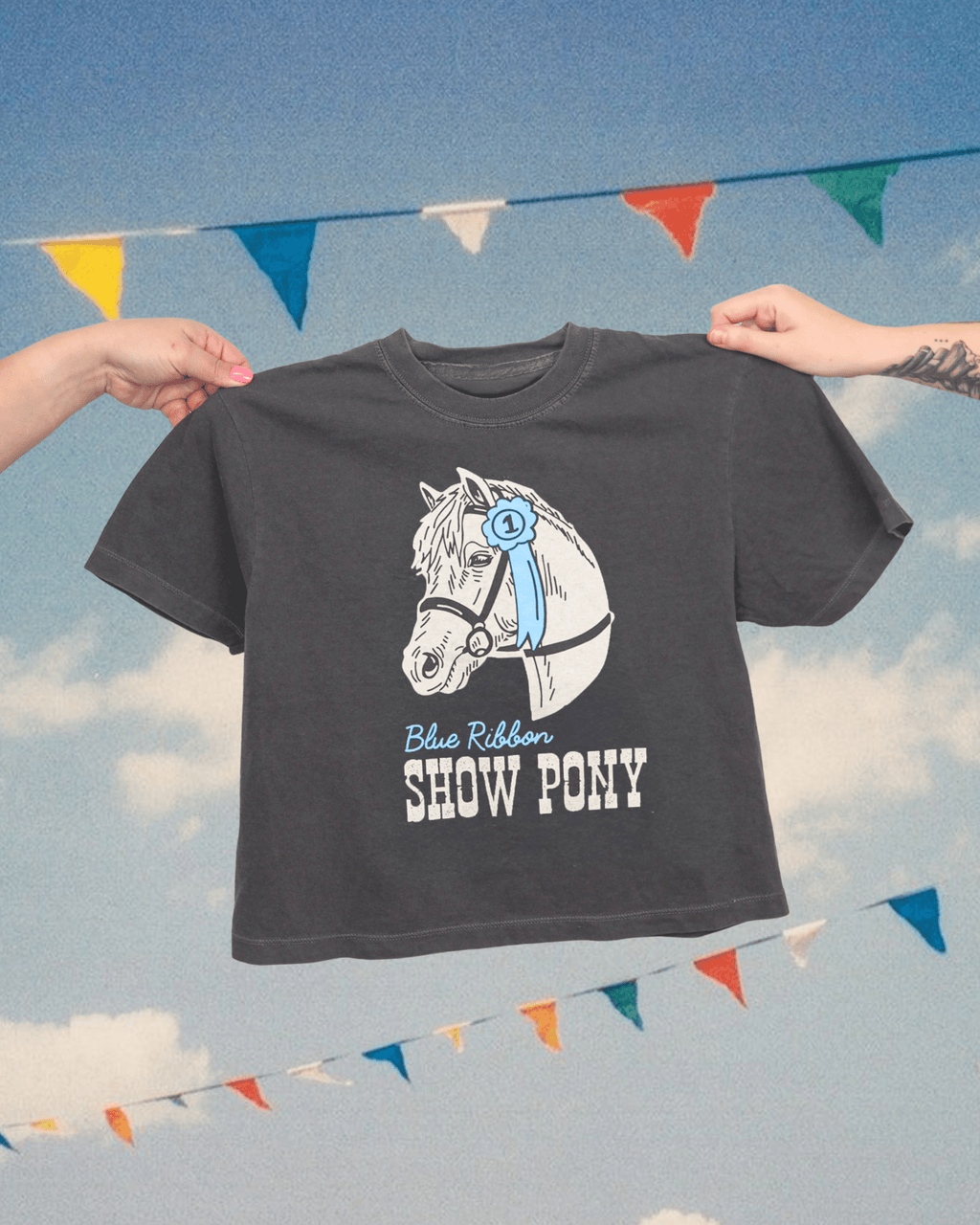 "Show Pony" Crop Tee - Intrigue Ink Visit Bozeman, Unique Shopping Boutique in Montana, Work from Home Clothes for Women