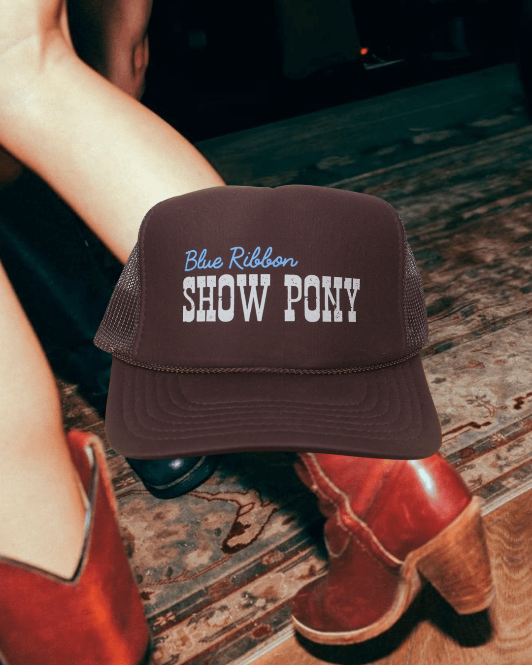 "Show Pony" Trucker Hat - Intrigue Ink Visit Bozeman, Unique Shopping Boutique in Montana, Work from Home Clothes for Women