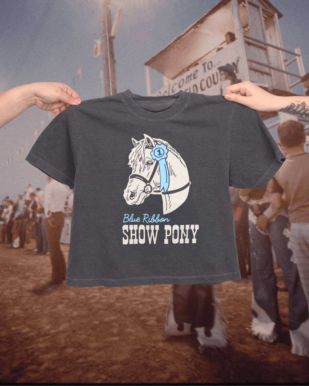 "Show Pony" Crop Tee - Intrigue Ink Visit Bozeman, Unique Shopping Boutique in Montana, Work from Home Clothes for Women