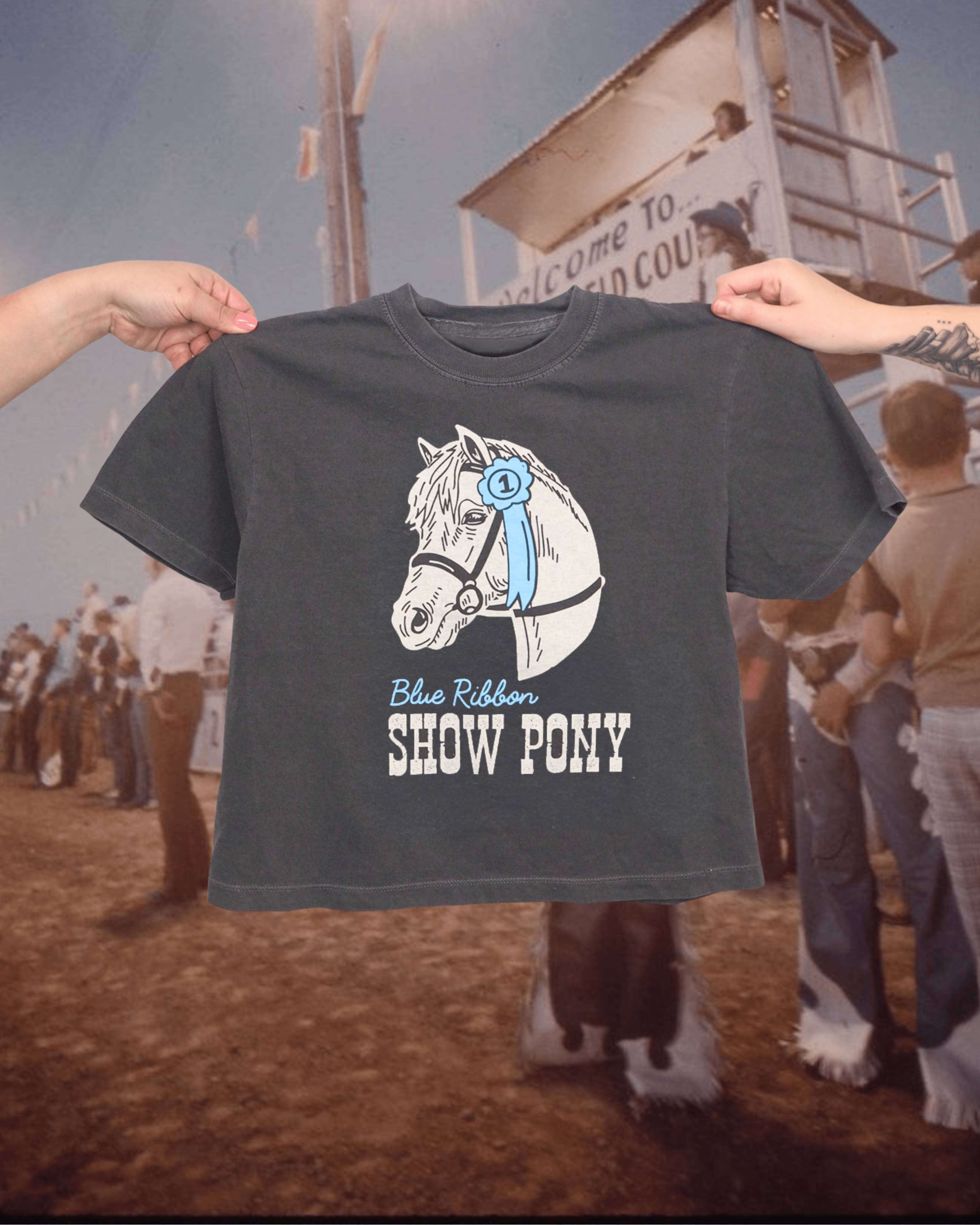 "Show Pony" Crop Tee - Intrigue Ink Visit Bozeman, Unique Shopping Boutique in Montana, Work from Home Clothes for Women