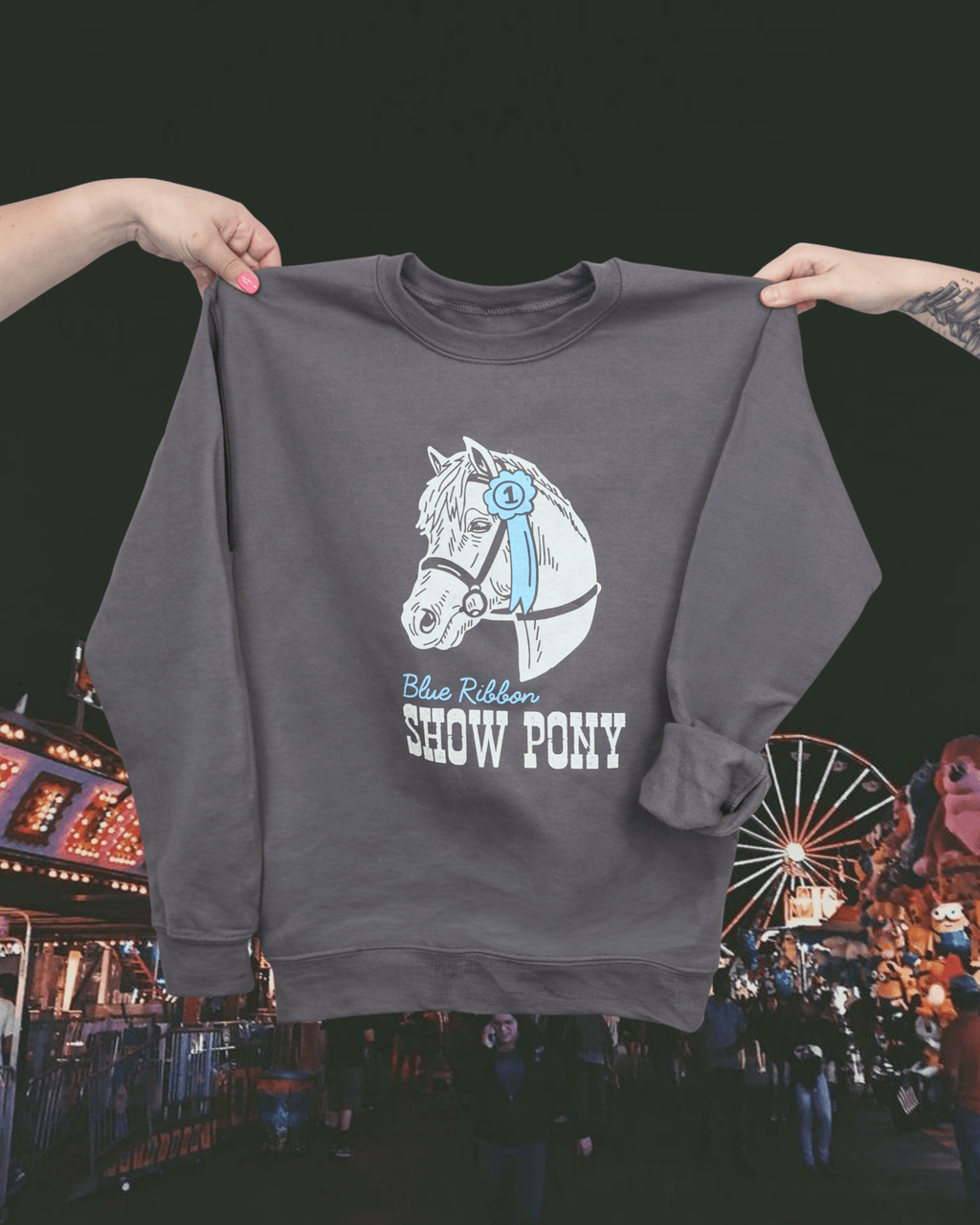 "Show Pony" Pullover - Intrigue Ink Visit Bozeman, Unique Shopping Boutique in Montana, Work from Home Clothes for Women