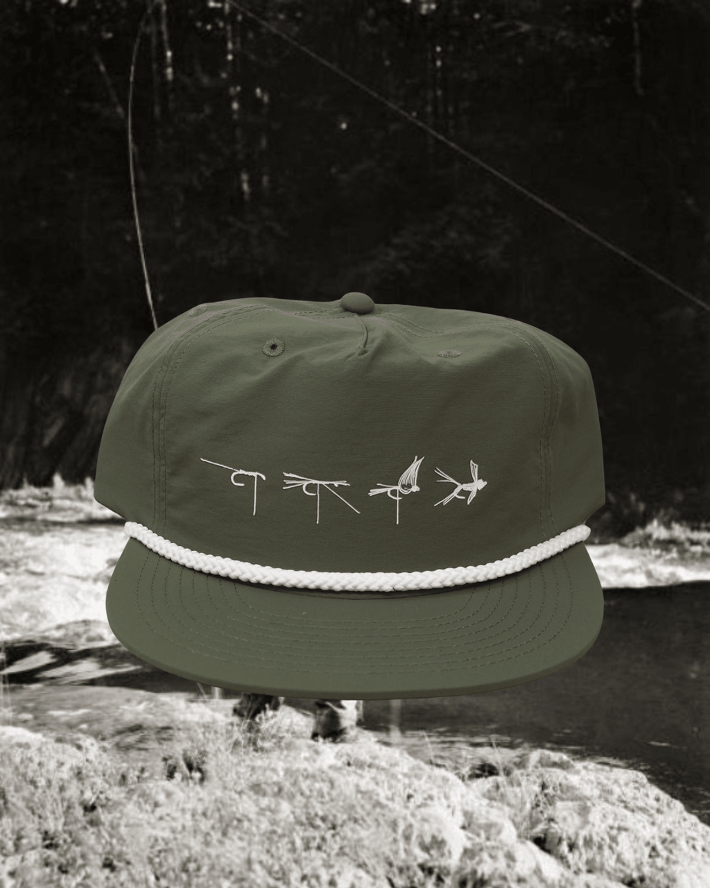 "Fly Tie" Surfer Cap in Green - Intrigue Ink Visit Bozeman, Unique Shopping Boutique in Montana, Work from Home Clothes for Women