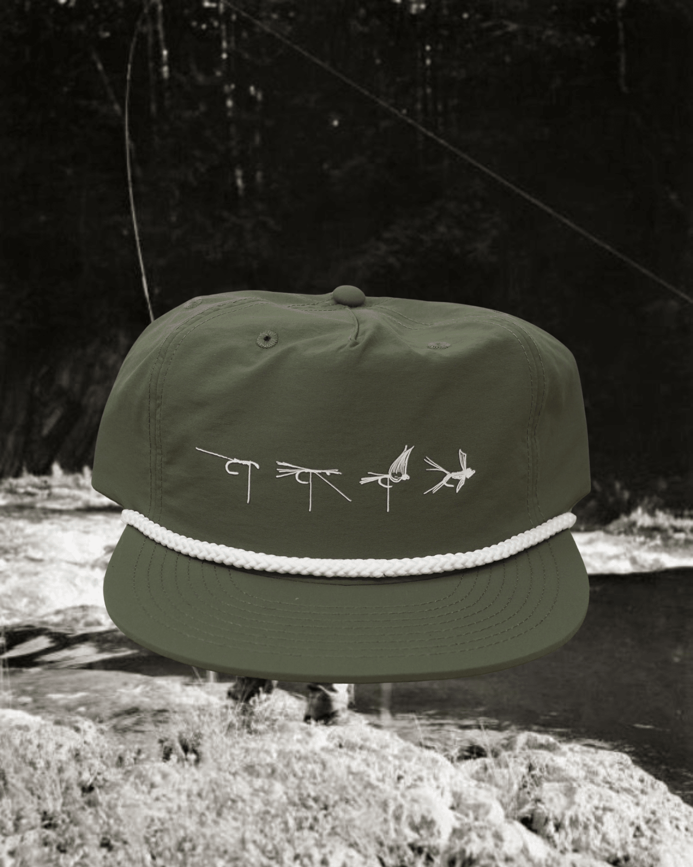 "Fly Tie" Surfer Cap in Green - Intrigue Ink Visit Bozeman, Unique Shopping Boutique in Montana, Work from Home Clothes for Women