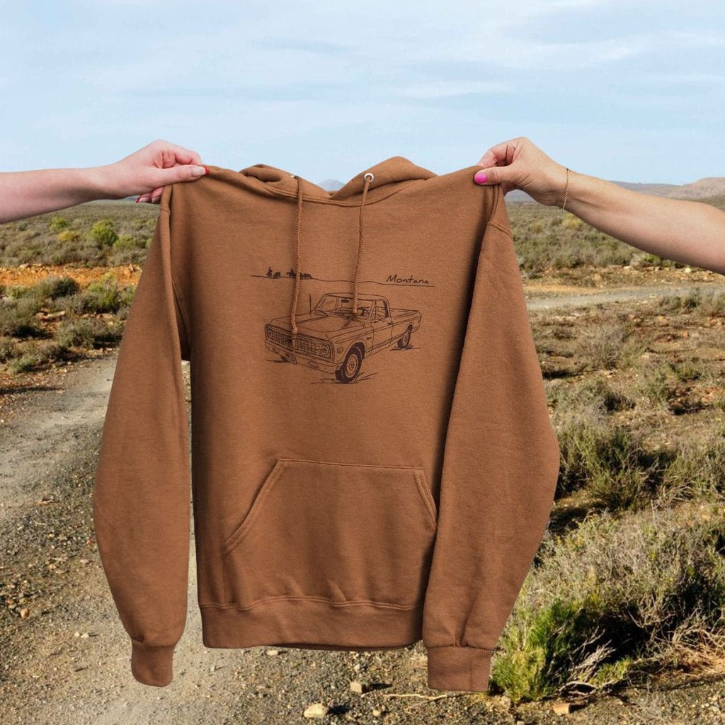 "Montana Chevy" Hoodie - Intrigue Ink Visit Bozeman, Unique Shopping Boutique in Montana, Work from Home Clothes for Women