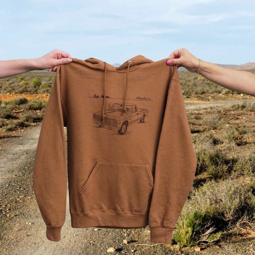 "Montana Chevy" Hoodie - Intrigue Ink Visit Bozeman, Unique Shopping Boutique in Montana, Work from Home Clothes for Women