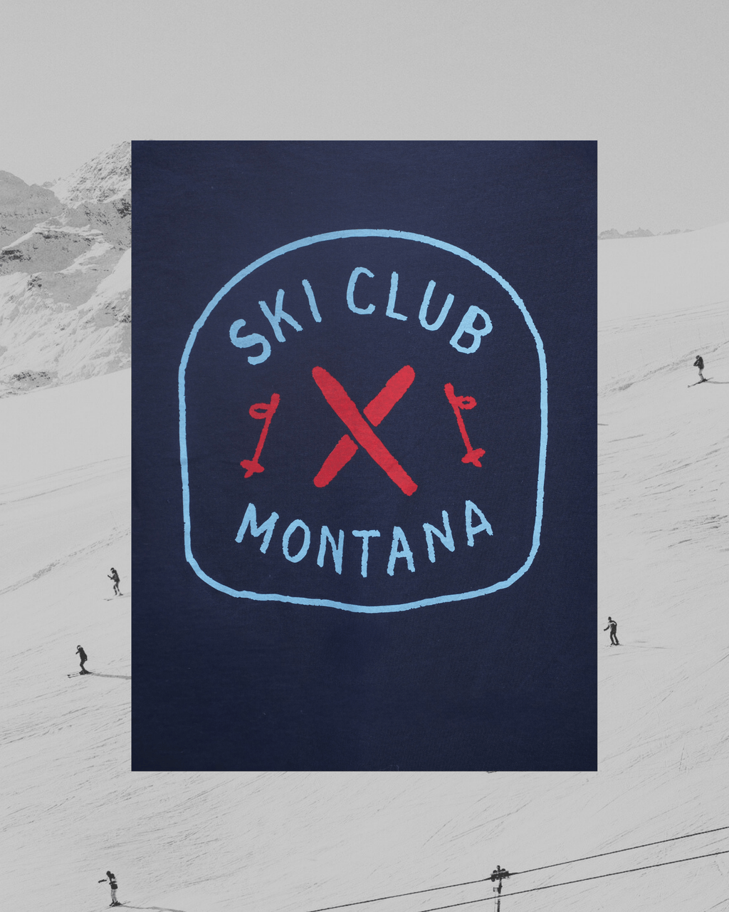 "Ski Club" Tee in Blue - Intrigue Ink Visit Bozeman, Unique Shopping Boutique in Montana, Work from Home Clothes for Women