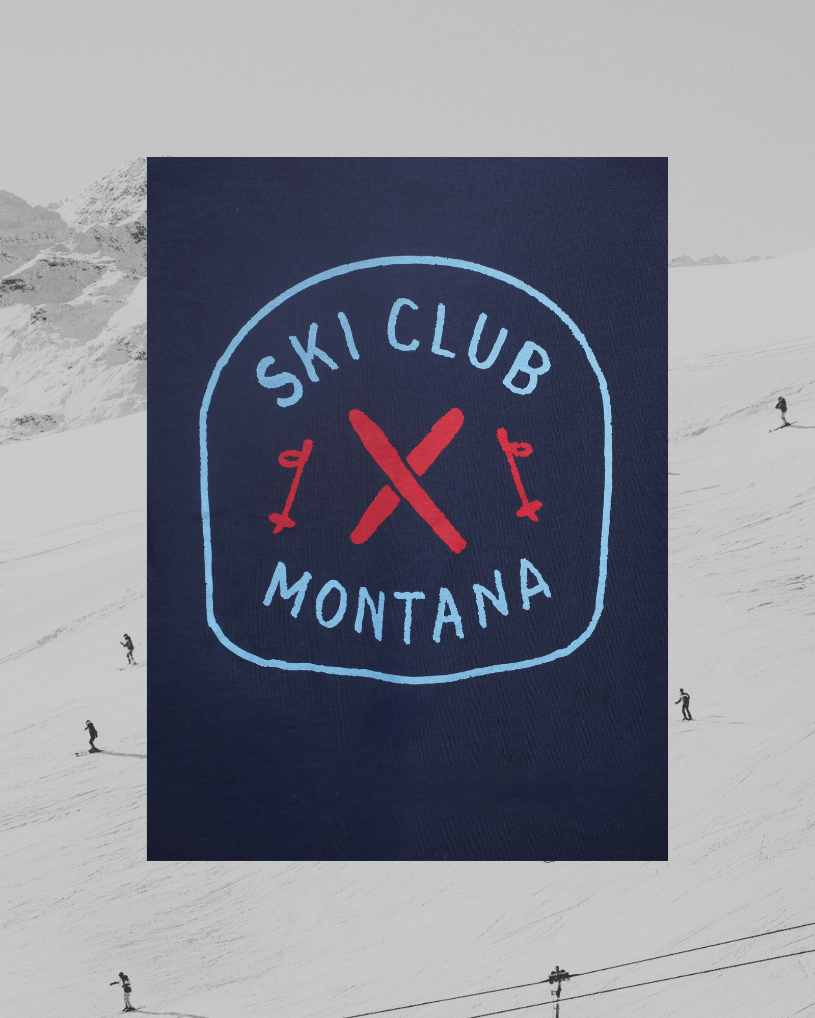 "Ski Club" Tee in Blue - Intrigue Ink Visit Bozeman, Unique Shopping Boutique in Montana, Work from Home Clothes for Women