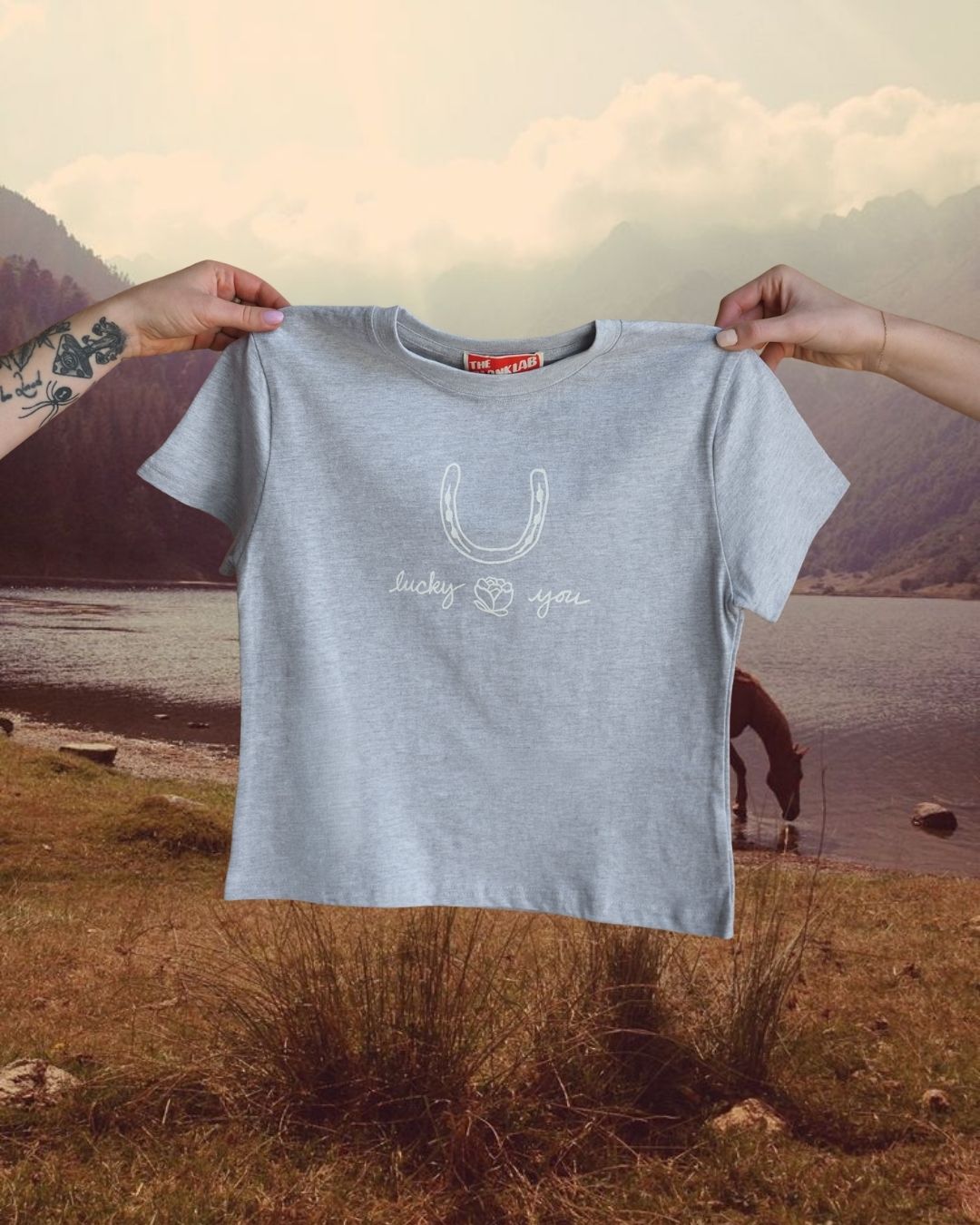 "Lucky You" Grey Tee - Intrigue Ink Visit Bozeman, Unique Shopping Boutique in Montana, Work from Home Clothes for Women