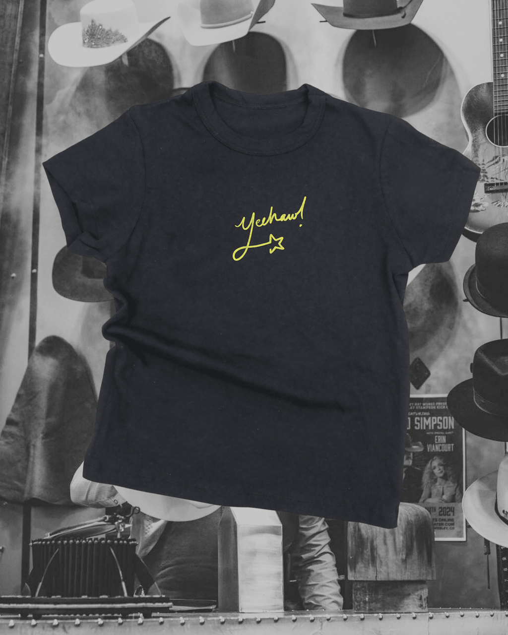 "Yeehaw" Petite Tee in Black - Intrigue Ink Visit Bozeman, Unique Shopping Boutique in Montana, Work from Home Clothes for Women