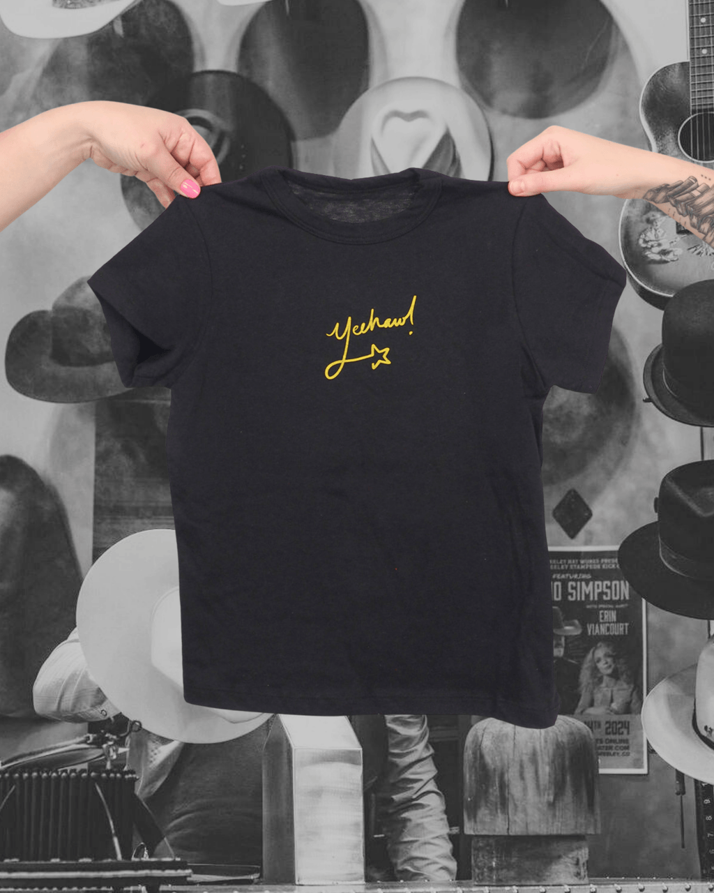 "Yeehaw" Petite Tee in Black - Intrigue Ink Visit Bozeman, Unique Shopping Boutique in Montana, Work from Home Clothes for Women