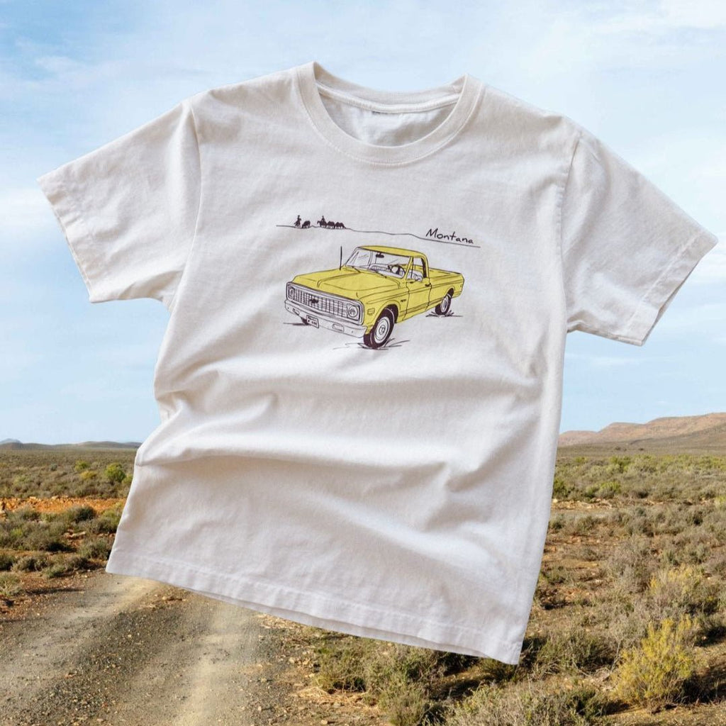 "Montana Chevy" Heavy Tee - Intrigue Ink Visit Bozeman, Unique Shopping Boutique in Montana, Work from Home Clothes for Women