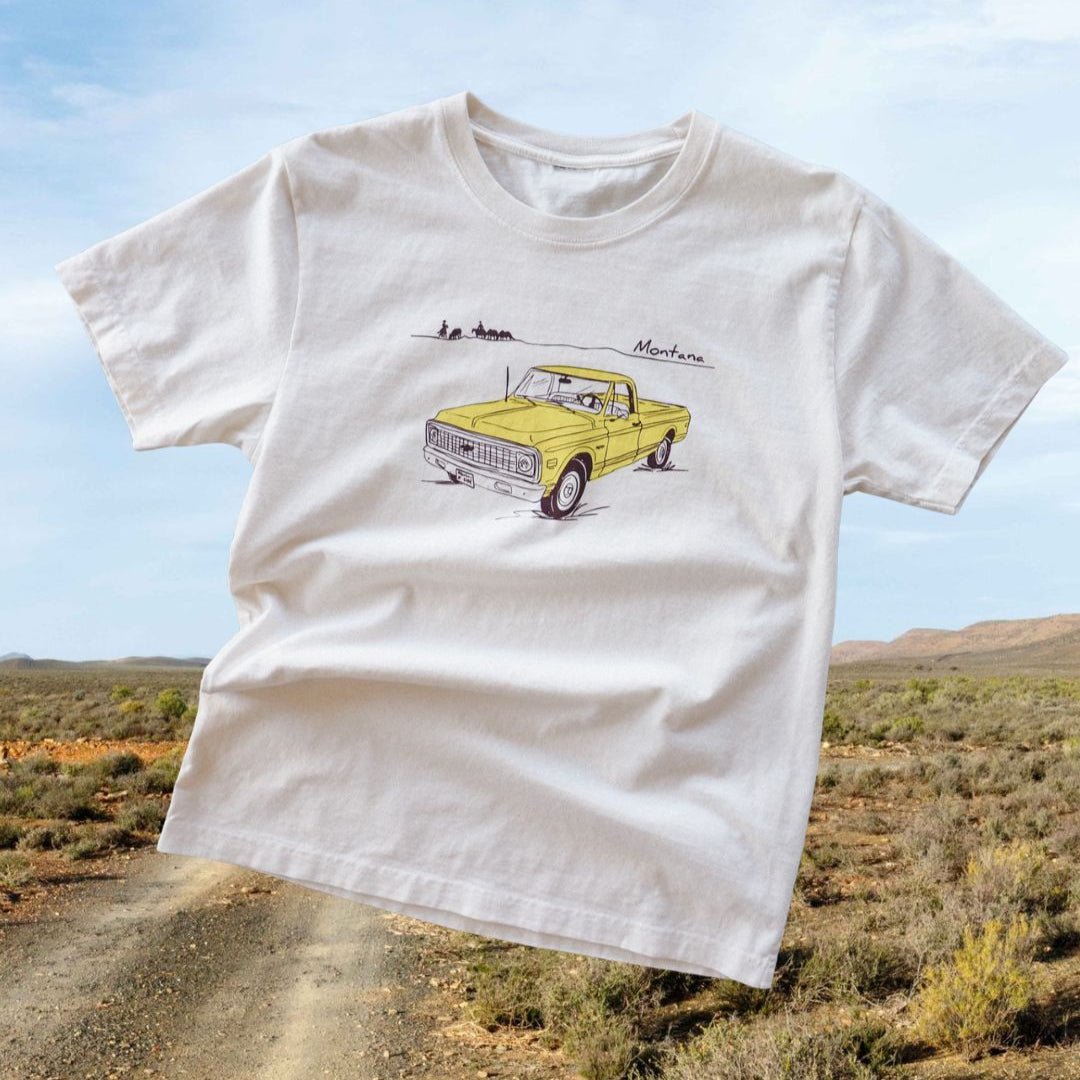 "Montana Chevy" Heavy Tee - Intrigue Ink Visit Bozeman, Unique Shopping Boutique in Montana, Work from Home Clothes for Women