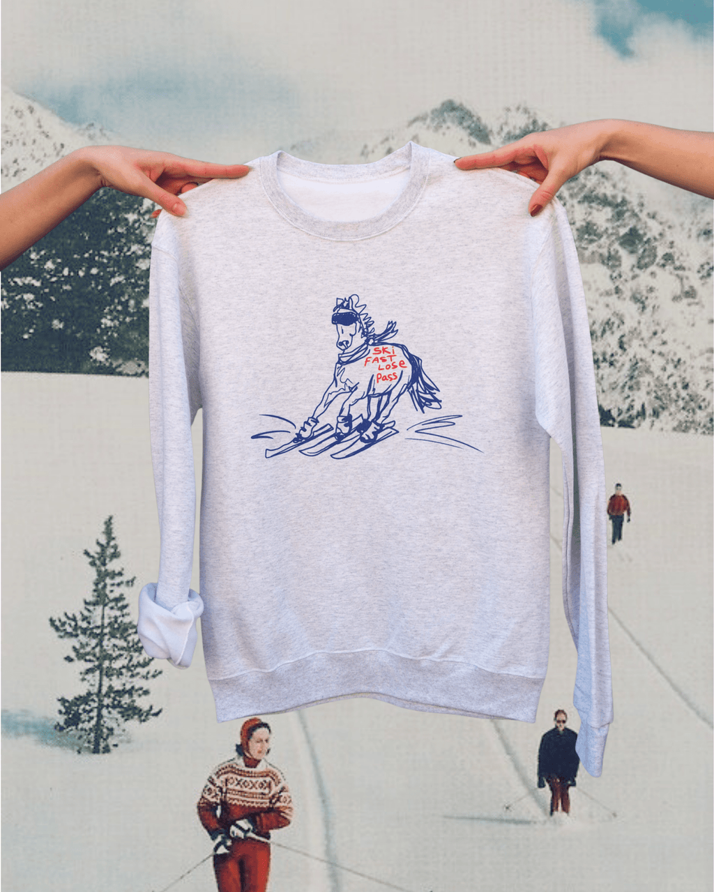 "Ski Fast" Pullover in Grey - Intrigue Ink Visit Bozeman, Unique Shopping Boutique in Montana, Work from Home Clothes for Women