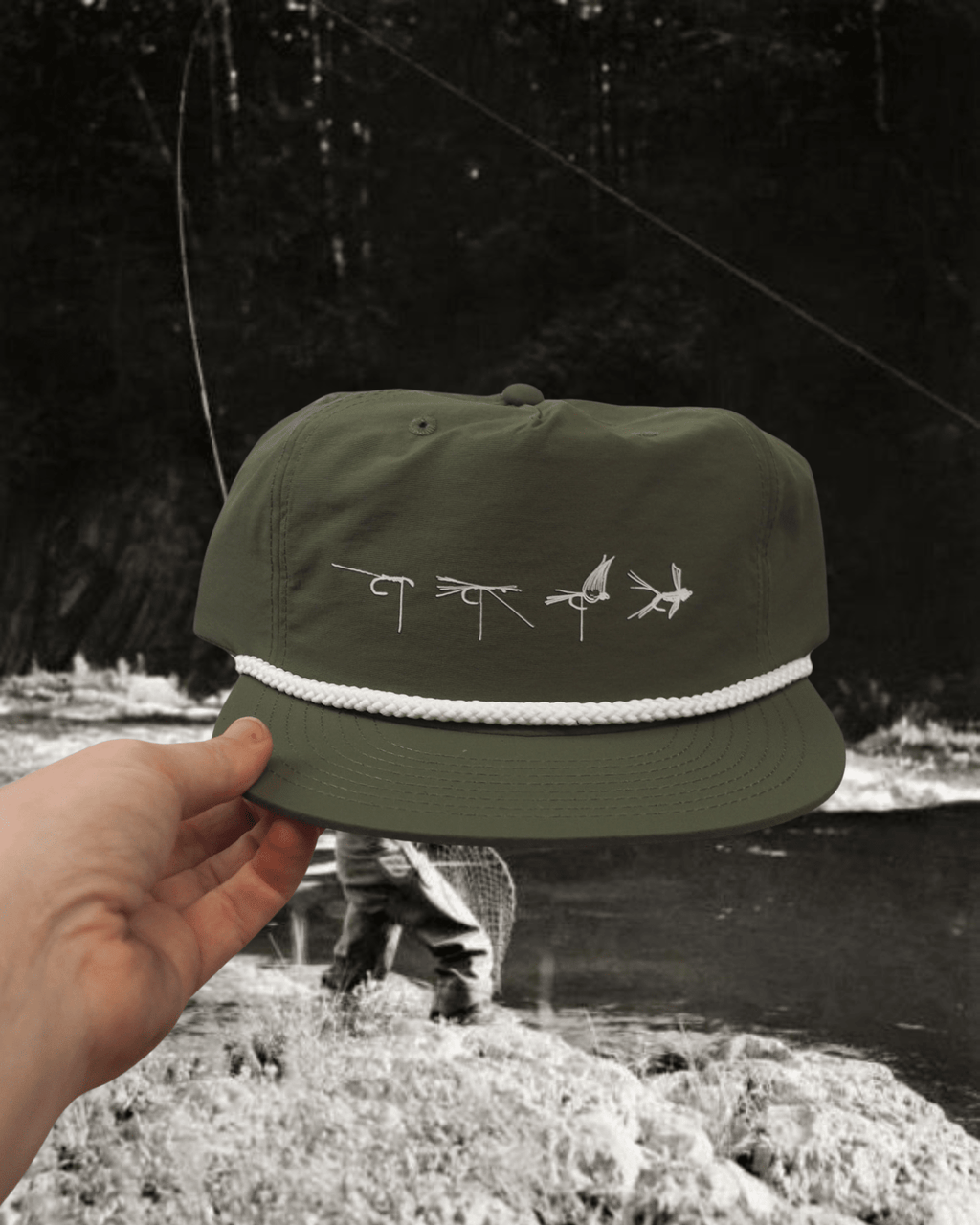 "Fly Tie" Surfer Cap in Green - Intrigue Ink Visit Bozeman, Unique Shopping Boutique in Montana, Work from Home Clothes for Women