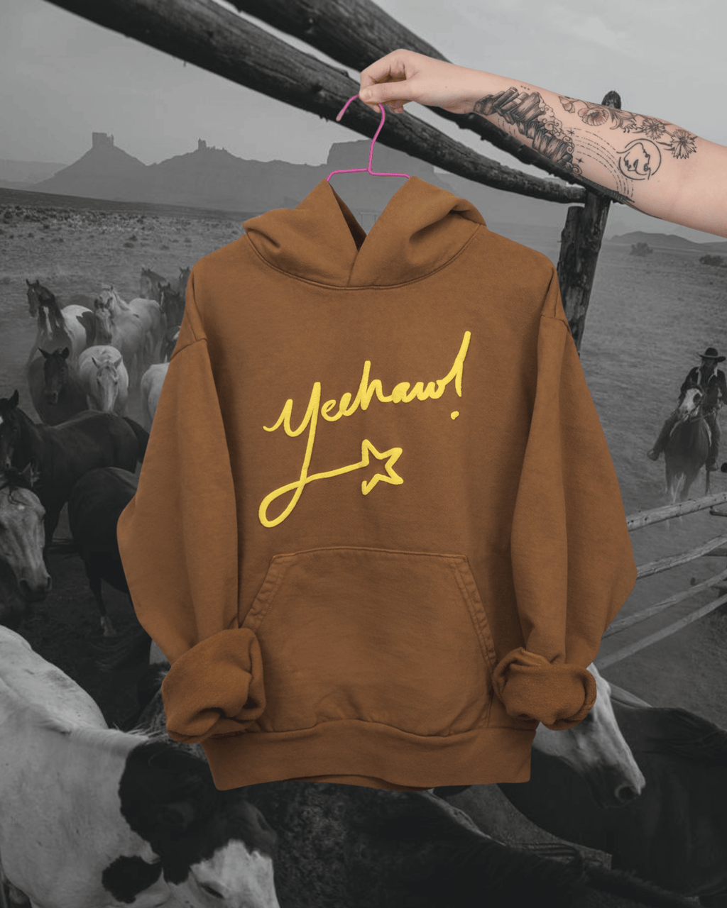 "Yeehaw" Hoodie - Intrigue Ink Visit Bozeman, Unique Shopping Boutique in Montana, Work from Home Clothes for Women