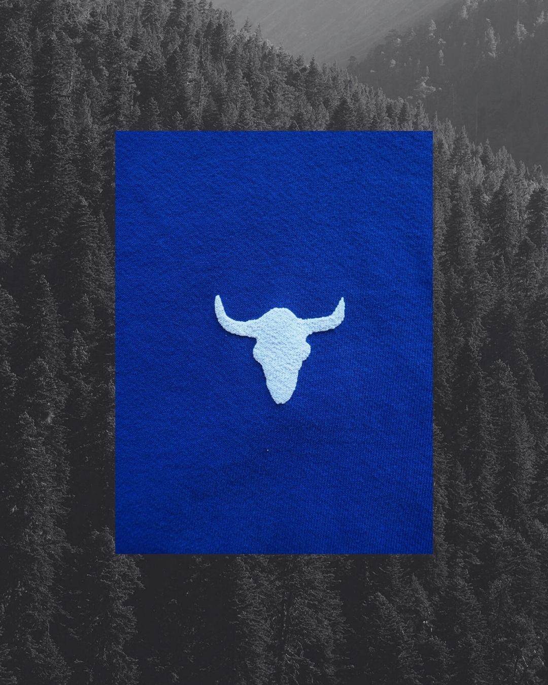 "Bison Skull" Cobalt Hoodie - Intrigue Ink Visit Bozeman, Unique Shopping Boutique in Montana, Work from Home Clothes for Women