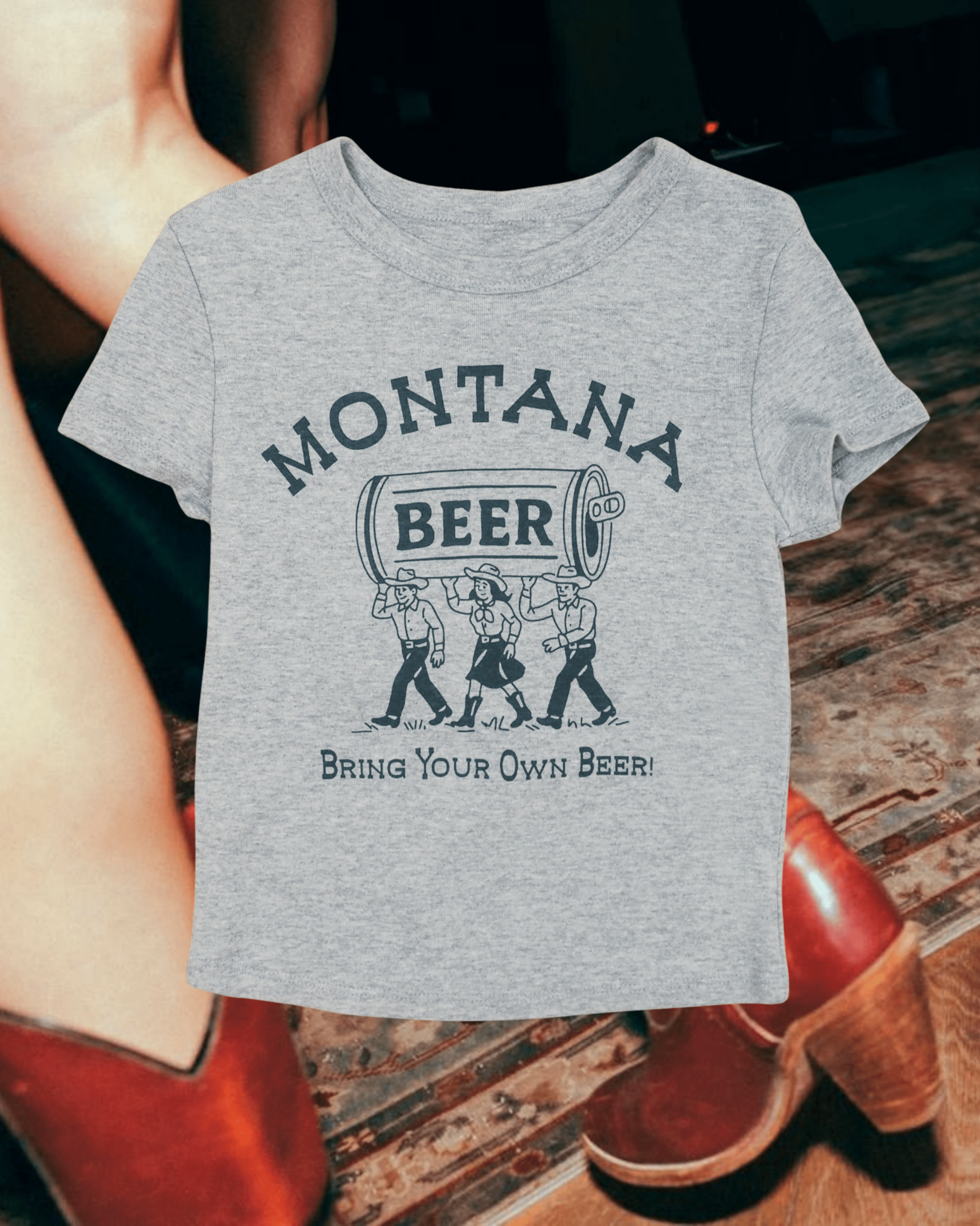 "Montana Beer" Baby Tee - Intrigue Ink Visit Bozeman, Unique Shopping Boutique in Montana, Work from Home Clothes for Women