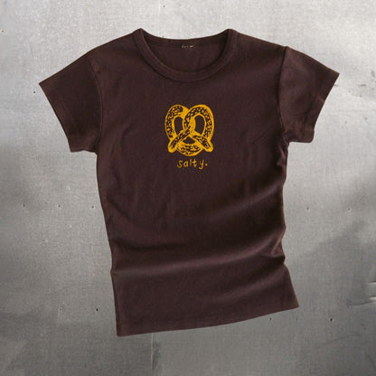 "Salty" Chocolate Baby Tee - Intrigue Ink Visit Bozeman, Unique Shopping Boutique in Montana, Work from Home Clothes for Women