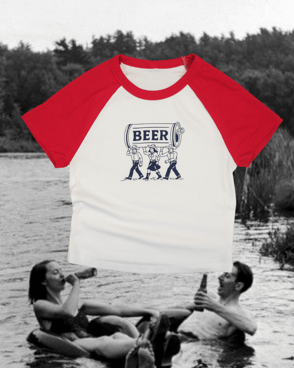 "Montana Beer" Crop Baseball Tee - Intrigue Ink Visit Bozeman, Unique Shopping Boutique in Montana, Work from Home Clothes for Women