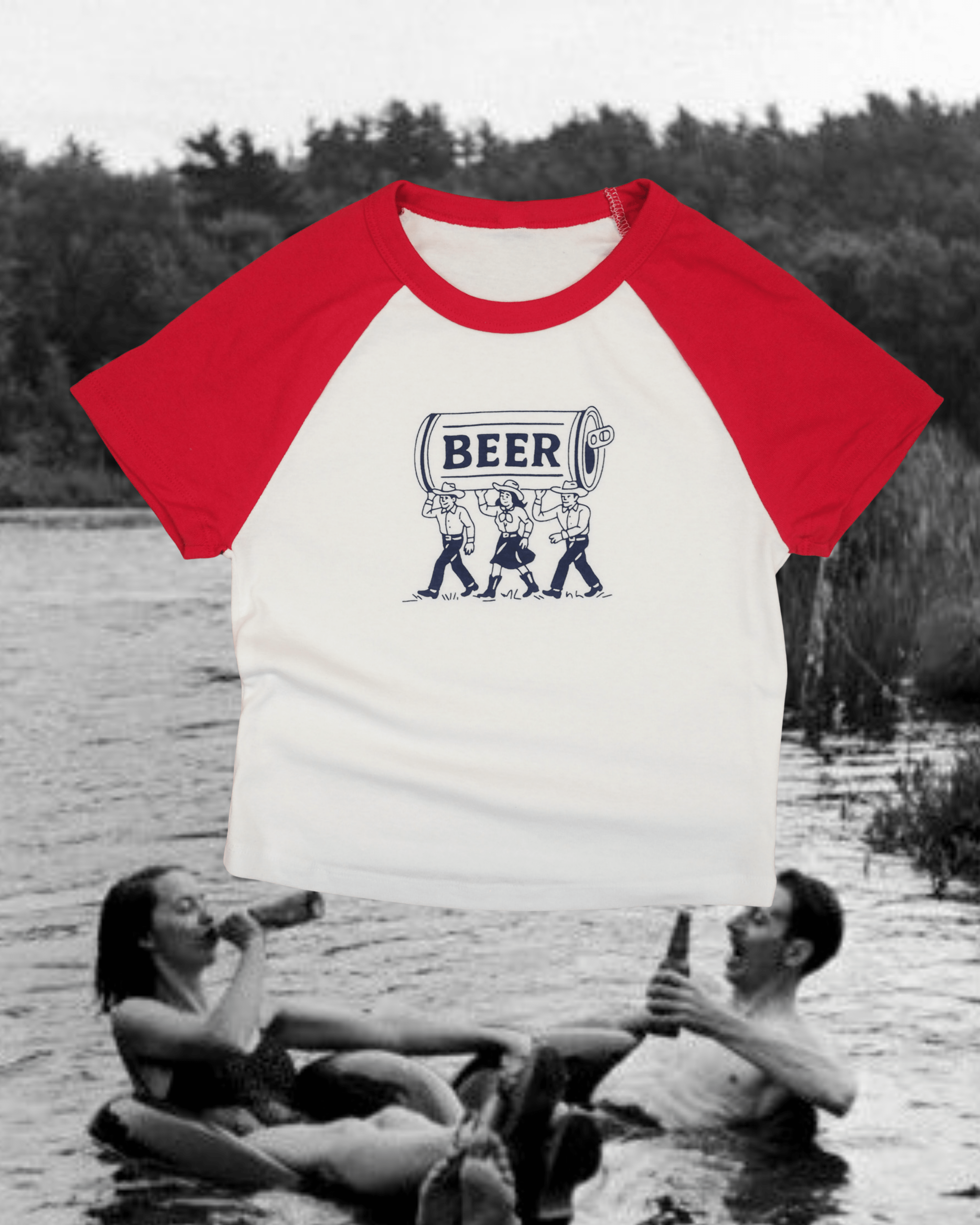 "Montana Beer" Crop Baseball Tee - Intrigue Ink Visit Bozeman, Unique Shopping Boutique in Montana, Work from Home Clothes for Women