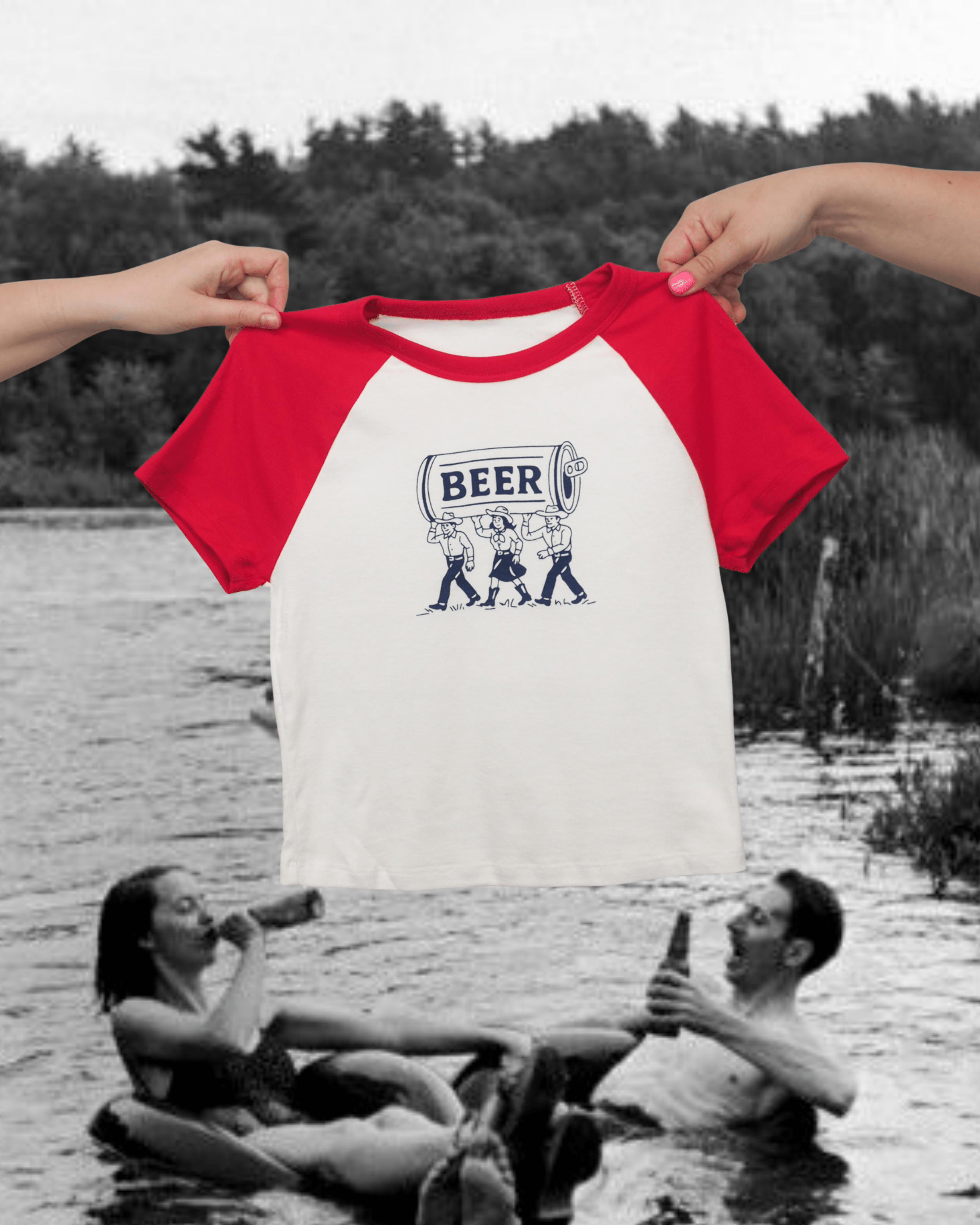 "Montana Beer" Crop Baseball Tee - Intrigue Ink Visit Bozeman, Unique Shopping Boutique in Montana, Work from Home Clothes for Women
