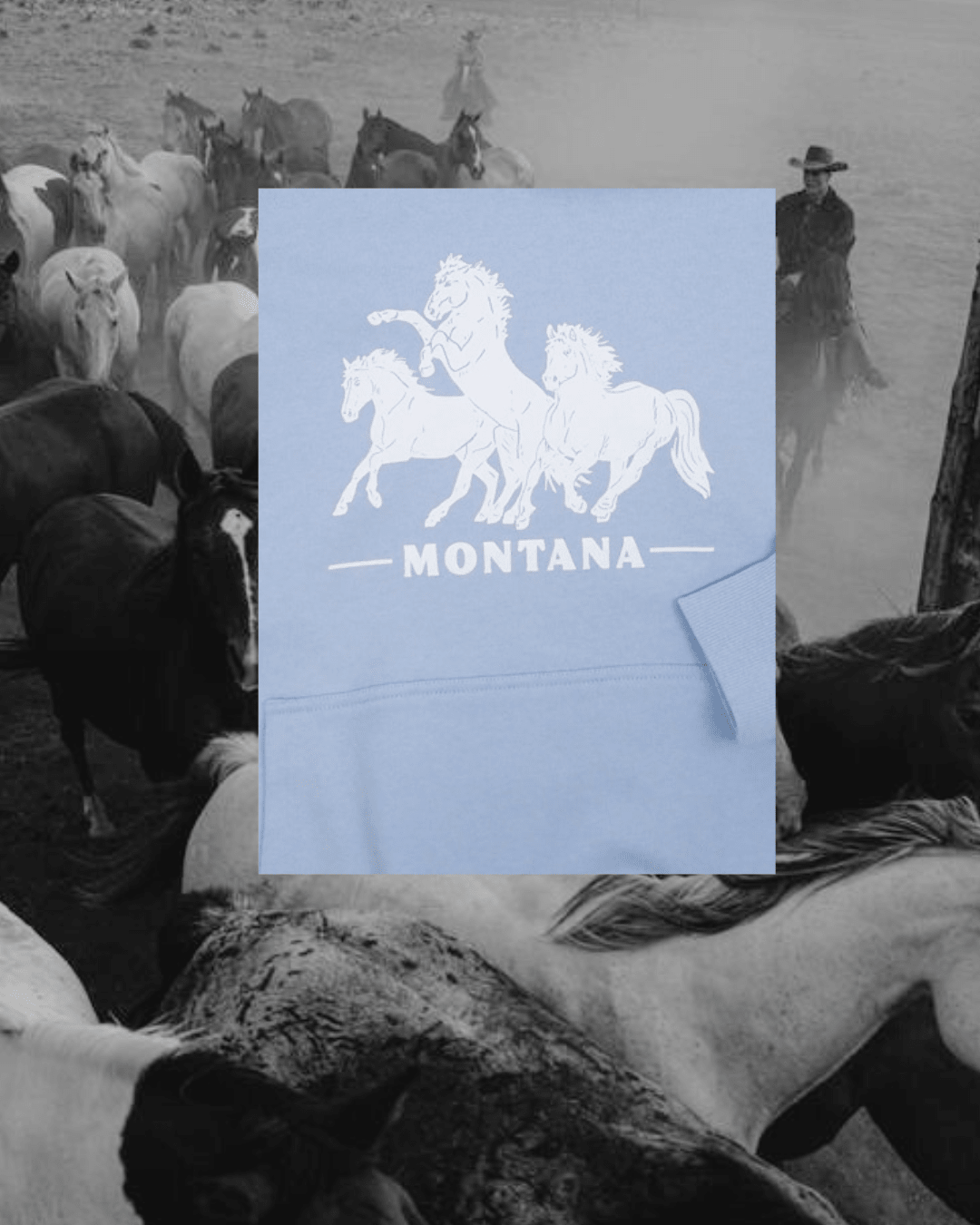 "Horsepower" Hoodie in Blue - Intrigue Ink Visit Bozeman, Unique Shopping Boutique in Montana, Work from Home Clothes for Women