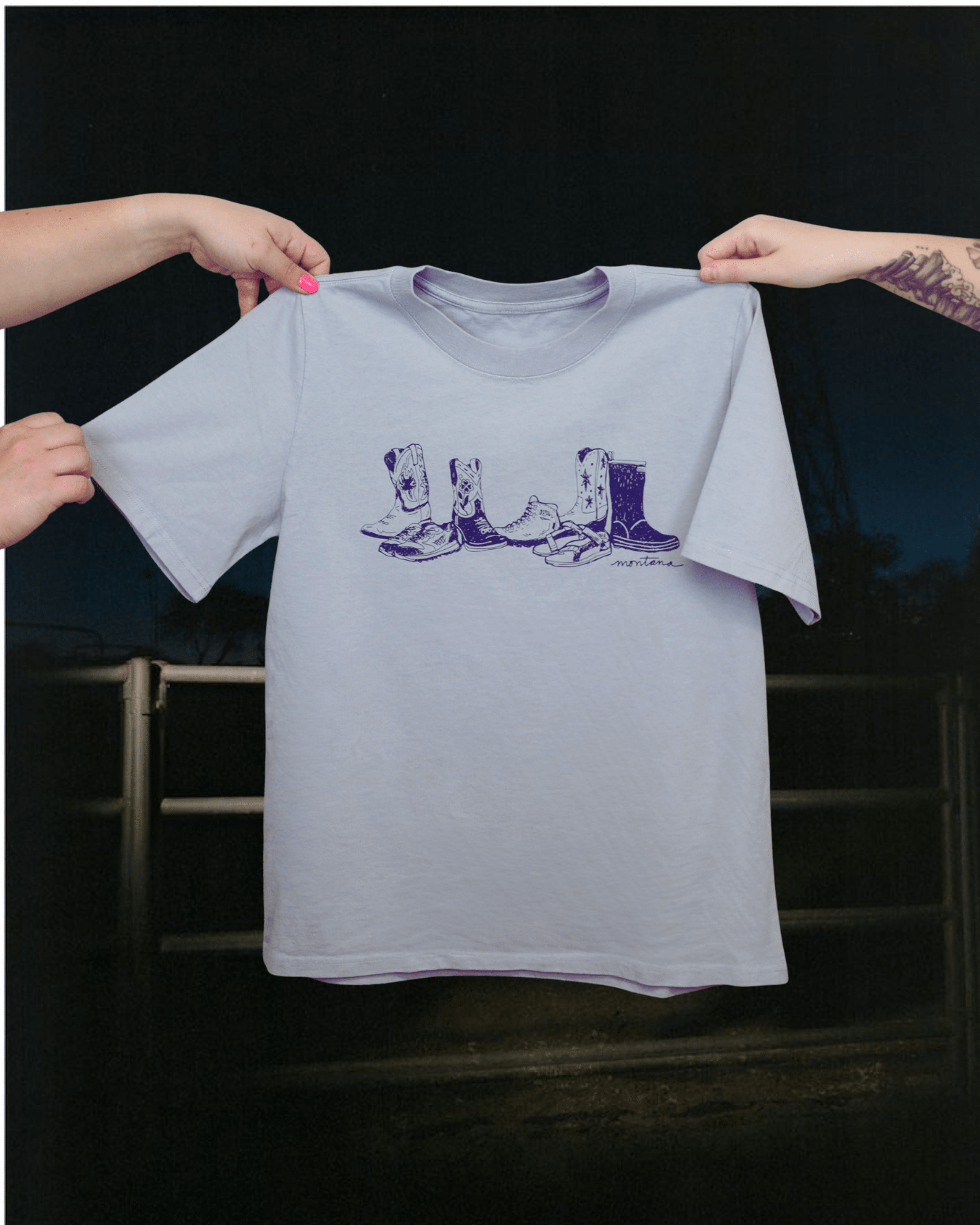 "Montana Footprint" Heavy Tee - Intrigue Ink Visit Bozeman, Unique Shopping Boutique in Montana, Work from Home Clothes for Women