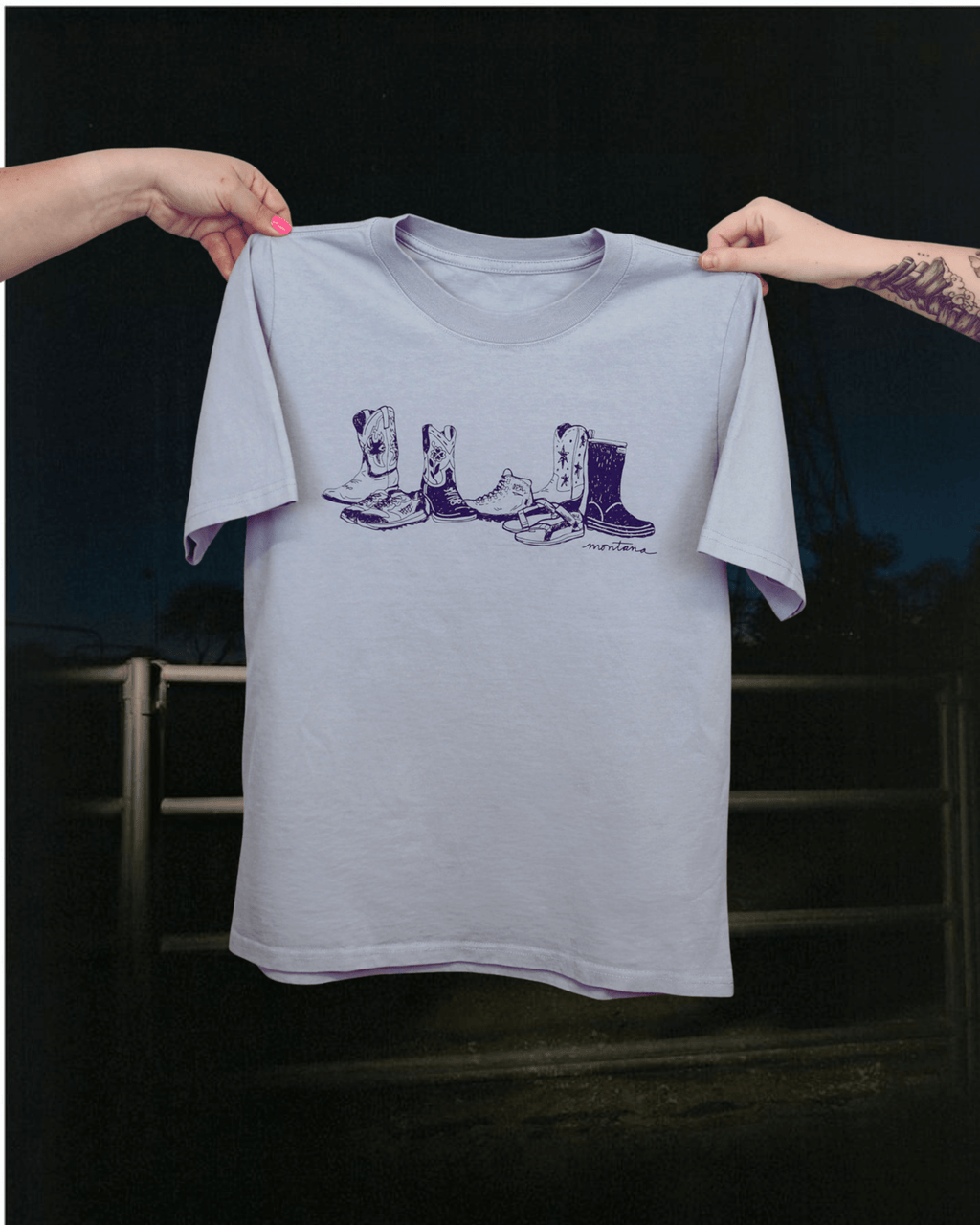 "Montana Footprint" Heavy Tee - Intrigue Ink Visit Bozeman, Unique Shopping Boutique in Montana, Work from Home Clothes for Women