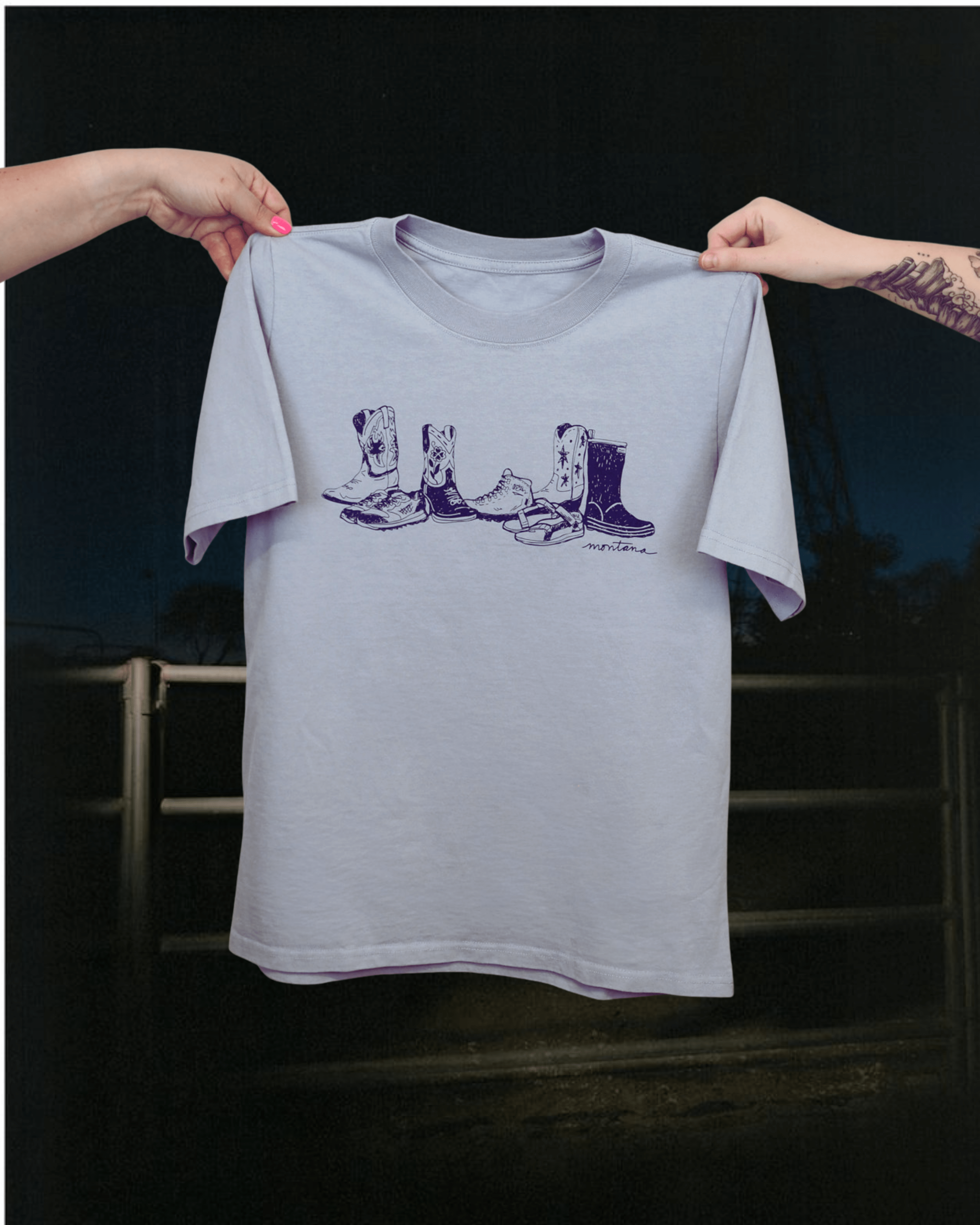 "Montana Footprint" Heavy Tee - Intrigue Ink Visit Bozeman, Unique Shopping Boutique in Montana, Work from Home Clothes for Women