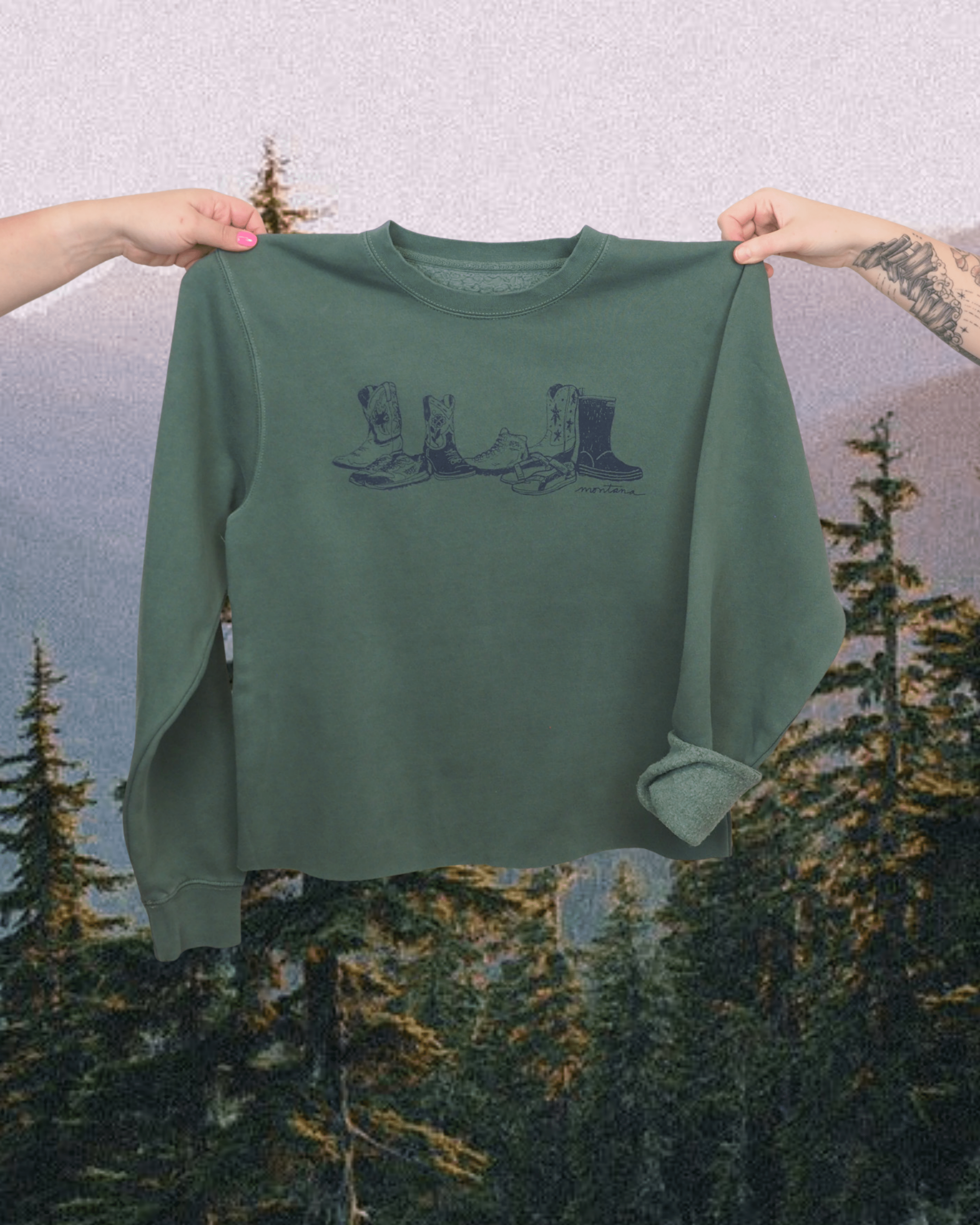 "Montana Footprint" Pullover - Intrigue Ink Visit Bozeman, Unique Shopping Boutique in Montana, Work from Home Clothes for Women