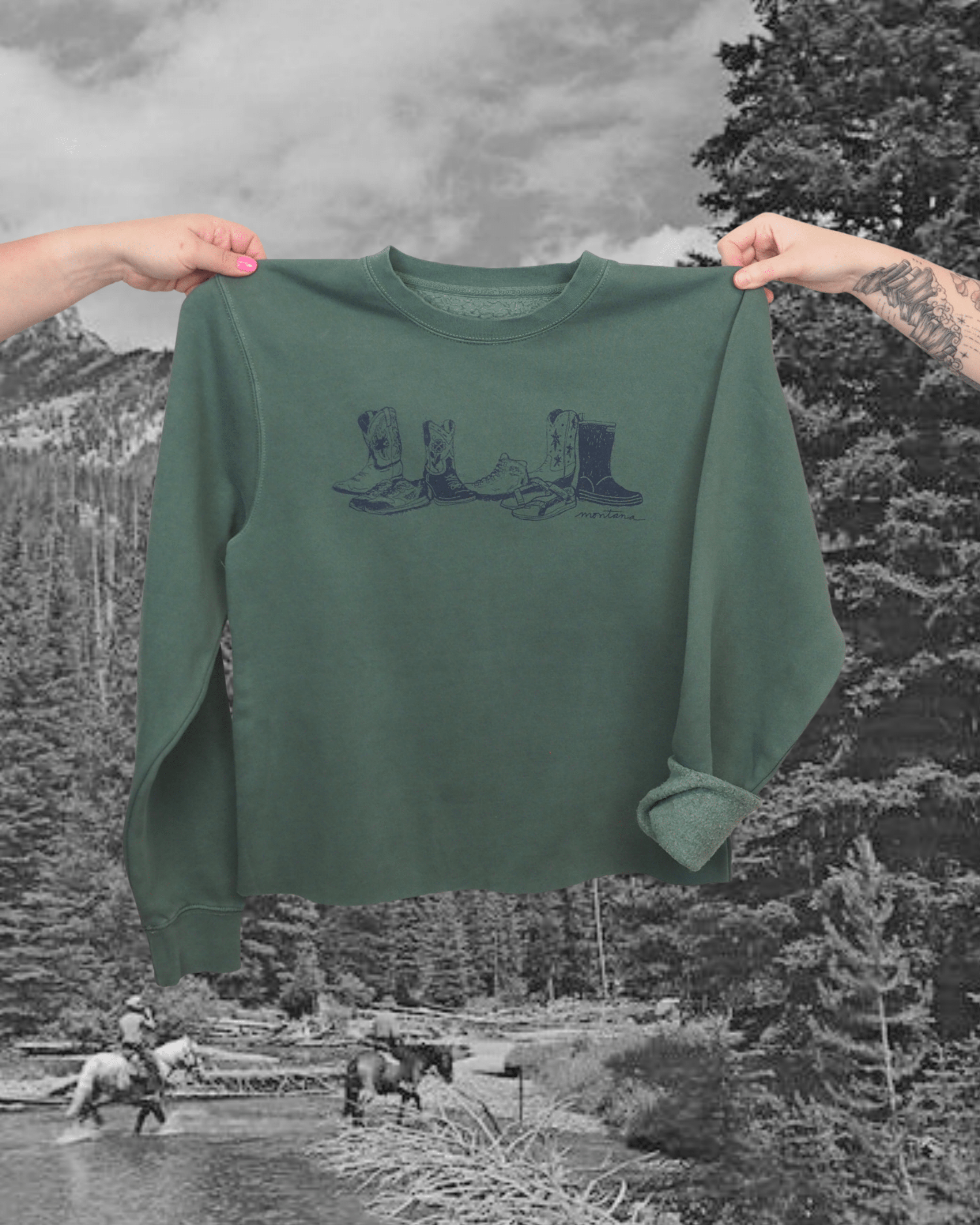 "Montana Footprint" Pullover - Intrigue Ink Visit Bozeman, Unique Shopping Boutique in Montana, Work from Home Clothes for Women