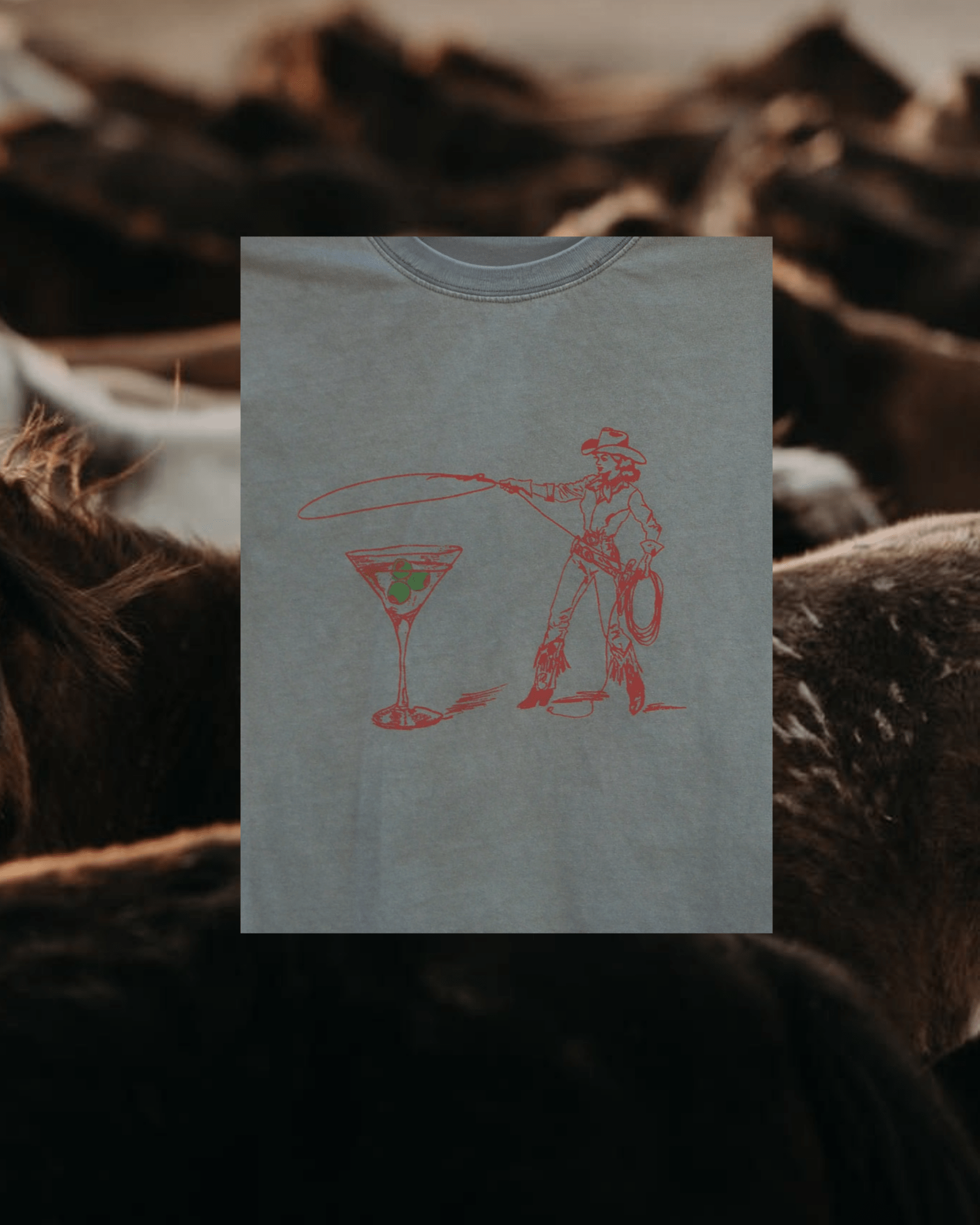 "Montana Martini" Perfect Tee in Green - Intrigue Ink Visit Bozeman, Unique Shopping Boutique in Montana, Work from Home Clothes for Women