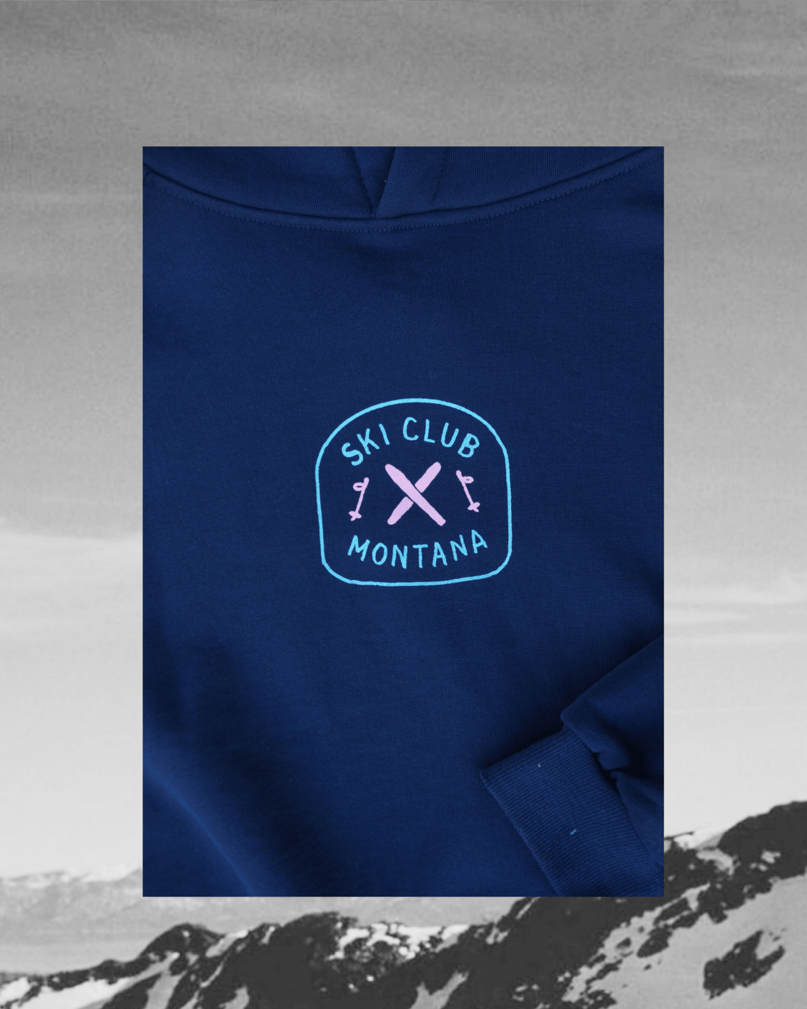 "Ski Club" Hoodie in Navy - Intrigue Ink Visit Bozeman, Unique Shopping Boutique in Montana, Work from Home Clothes for Women