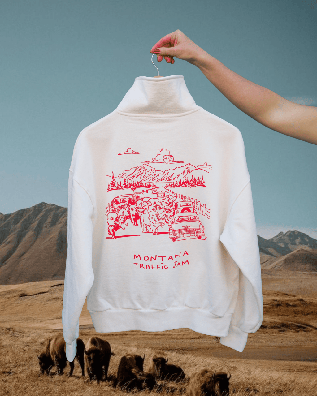 "Traffic Jam" Quarter Zip - Intrigue Ink Visit Bozeman, Unique Shopping Boutique in Montana, Work from Home Clothes for Women