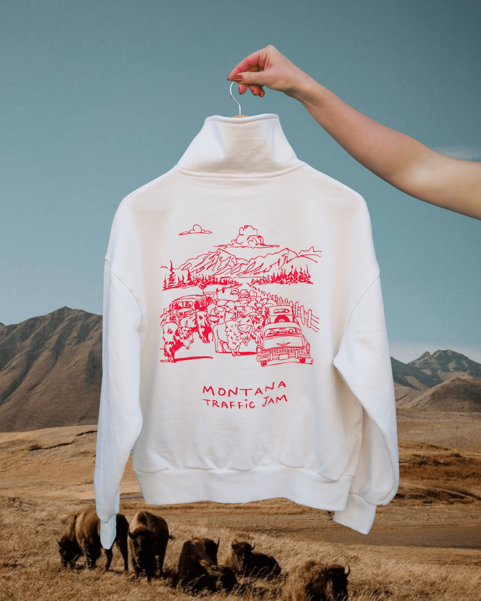 "Traffic Jam" Quarter Zip - Intrigue Ink Visit Bozeman, Unique Shopping Boutique in Montana, Work from Home Clothes for Women