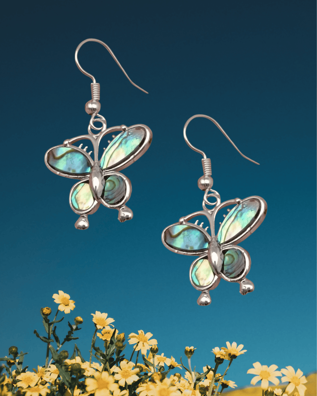 Abalone Shell Butterfly Charm Dangle Earrings - Intrigue Ink Visit Bozeman, Unique Shopping Boutique in Montana, Work from Home Clothes for Women