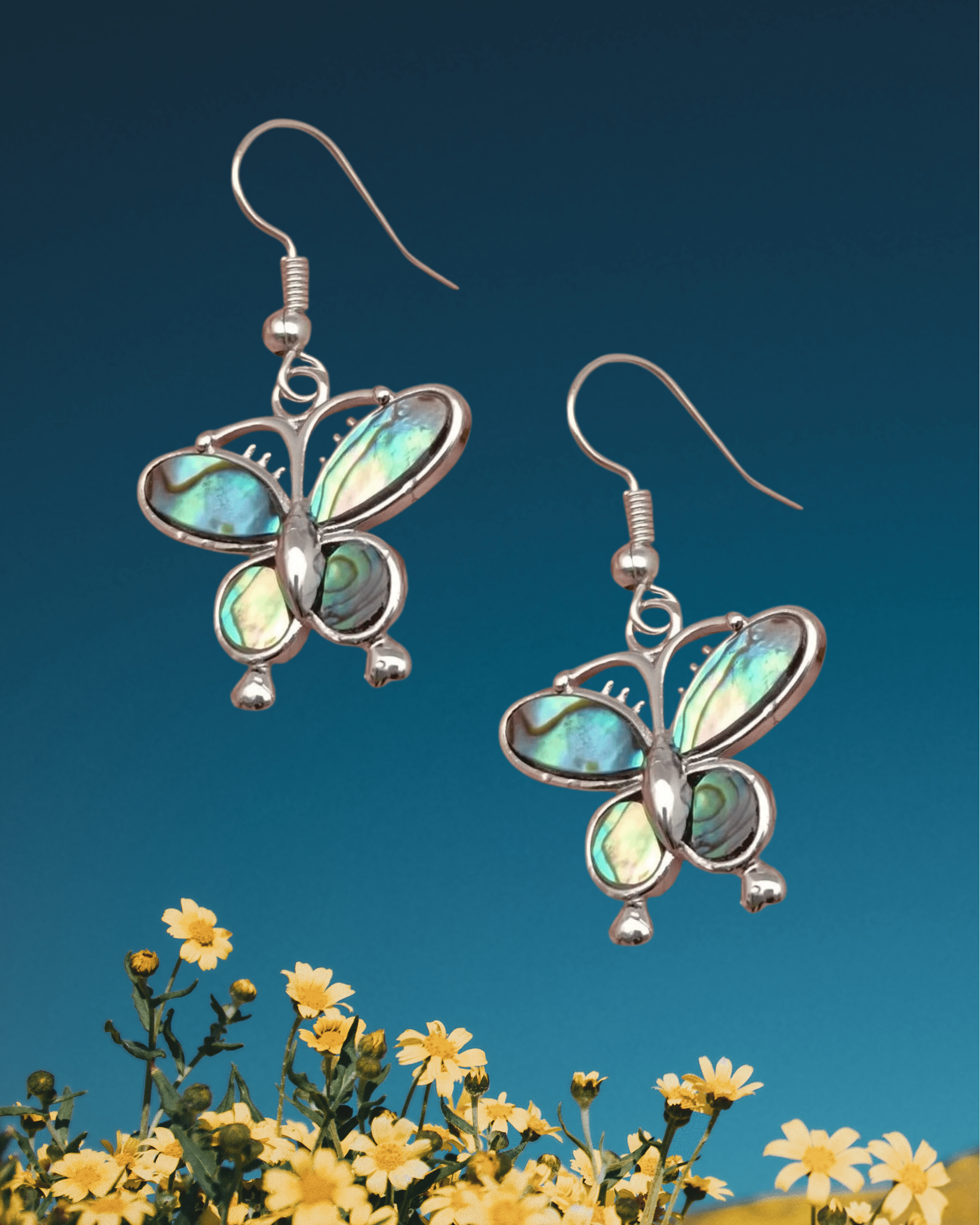 Abalone Shell Butterfly Charm Dangle Earrings - Intrigue Ink Visit Bozeman, Unique Shopping Boutique in Montana, Work from Home Clothes for Women