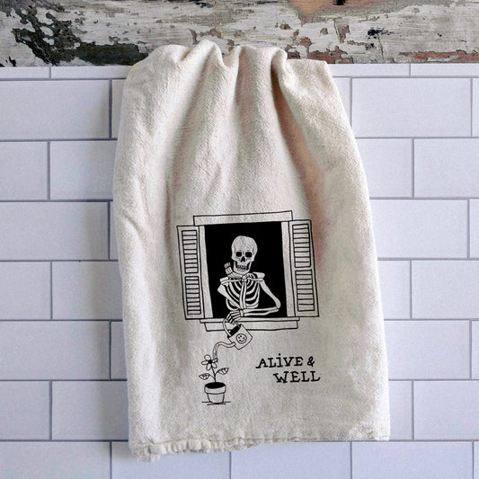 "Alive and Well" Dish Towel